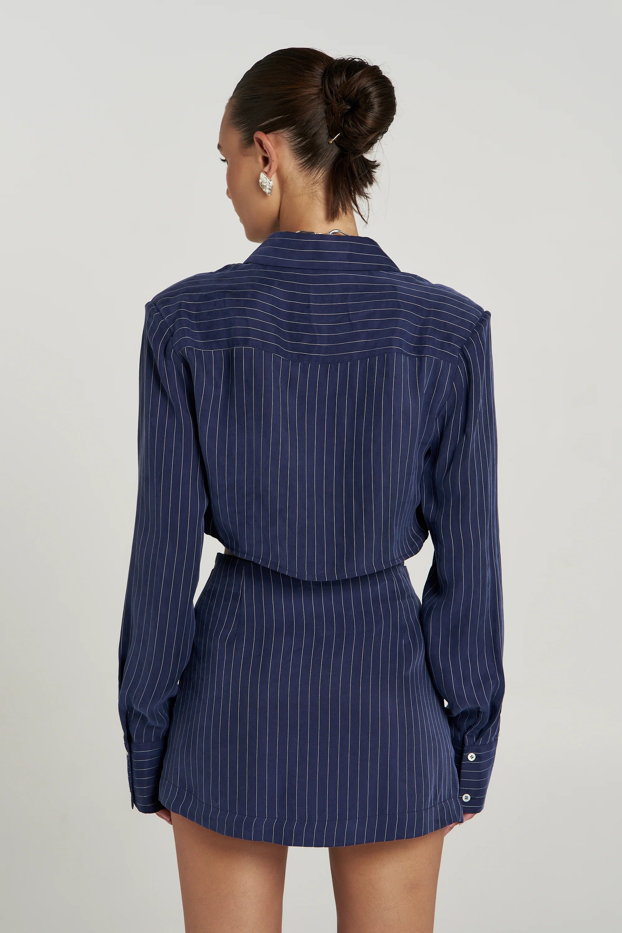 ASYM SKORT - NAVY PINSTRIPE