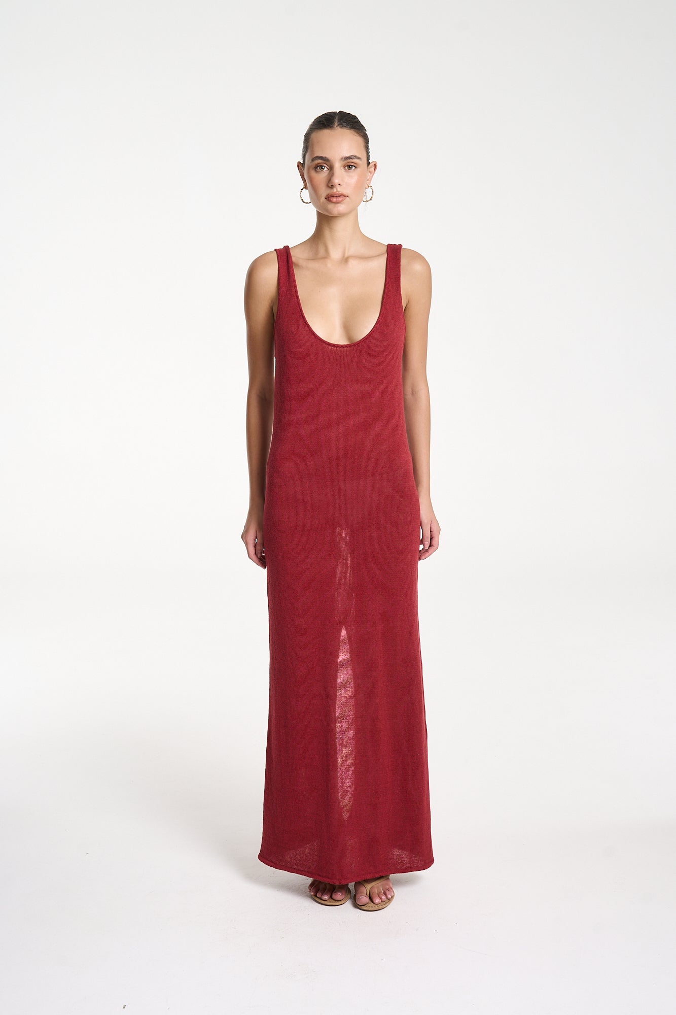 KNIT MAXI DRESS - CARMINE RED