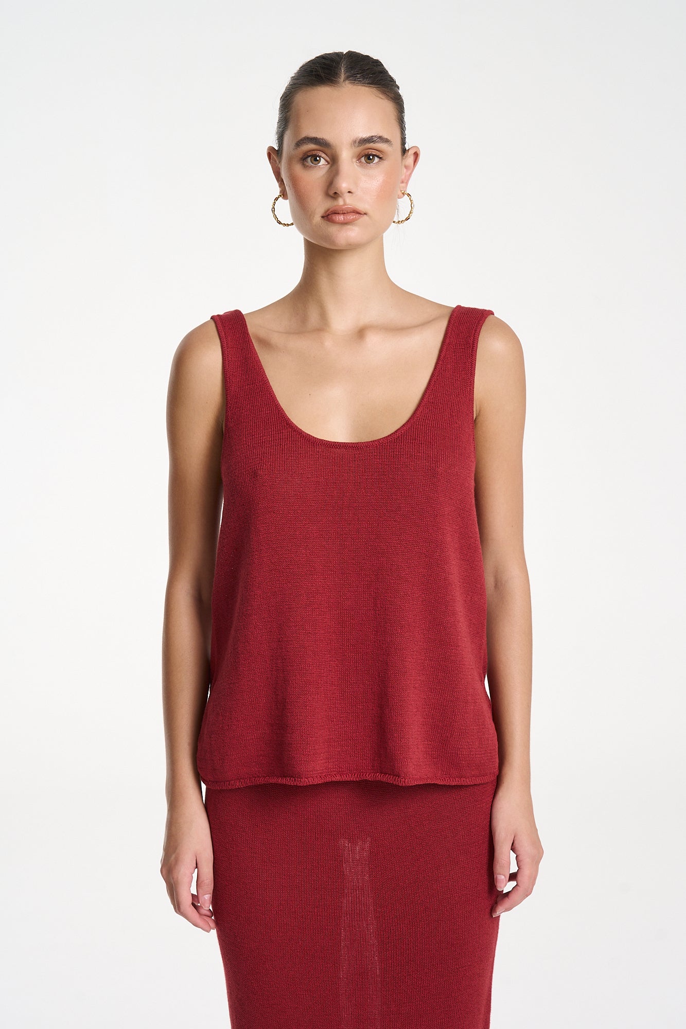 KNIT TANK - CARMINE RED