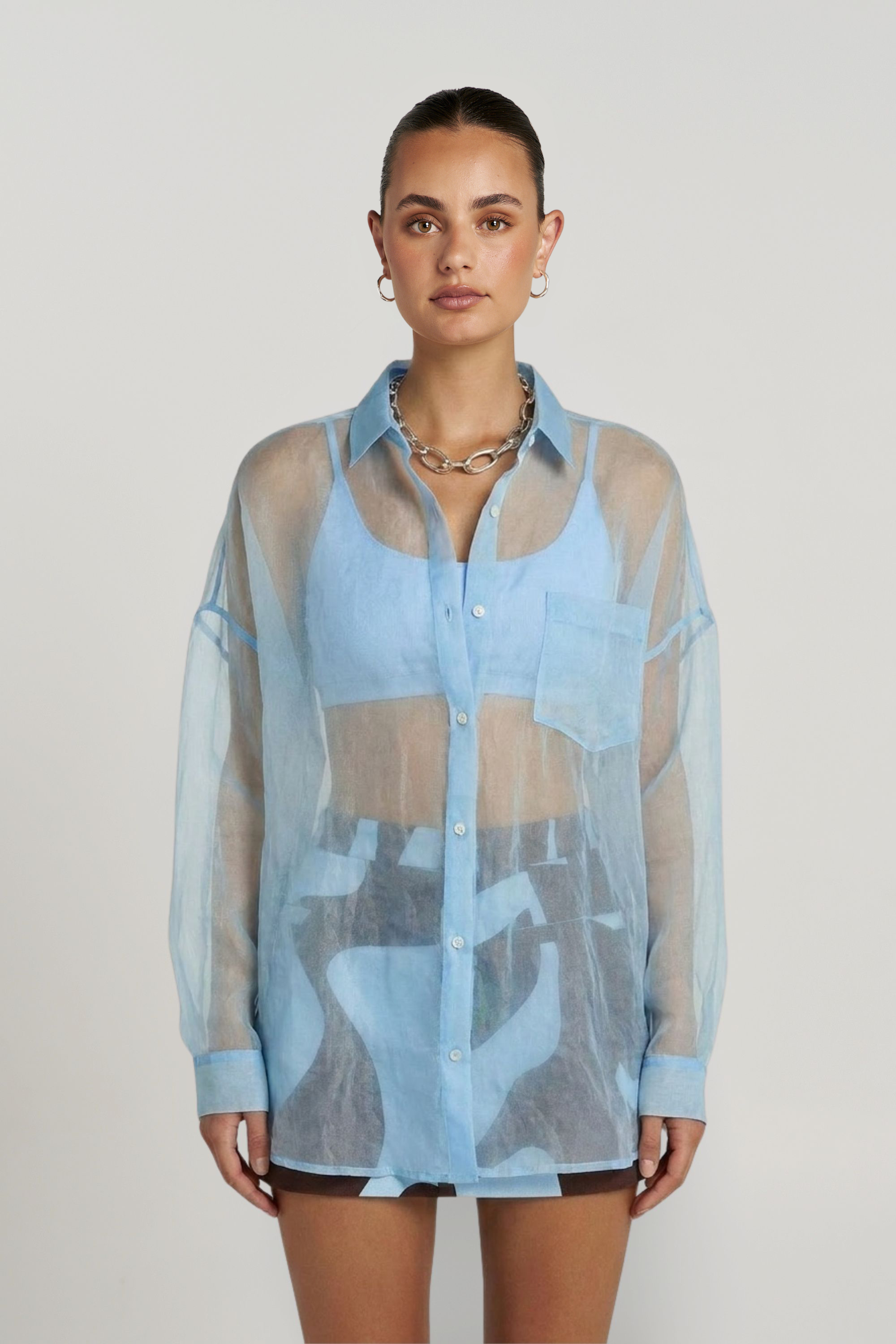MERCURIO SILK SHIRT - SKY BLUE