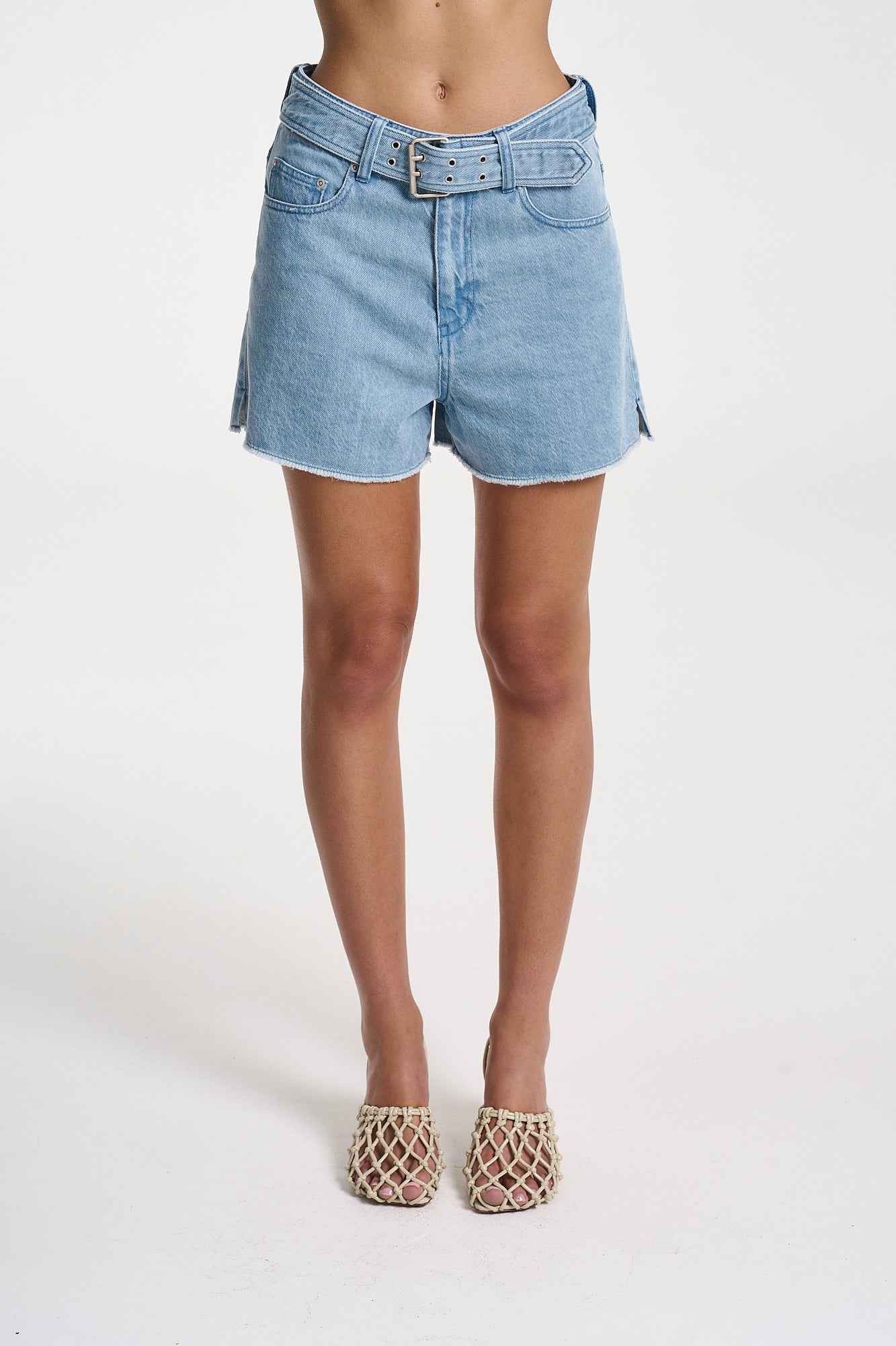 DENIM BELT SHORT - SKY BLUE DENIM