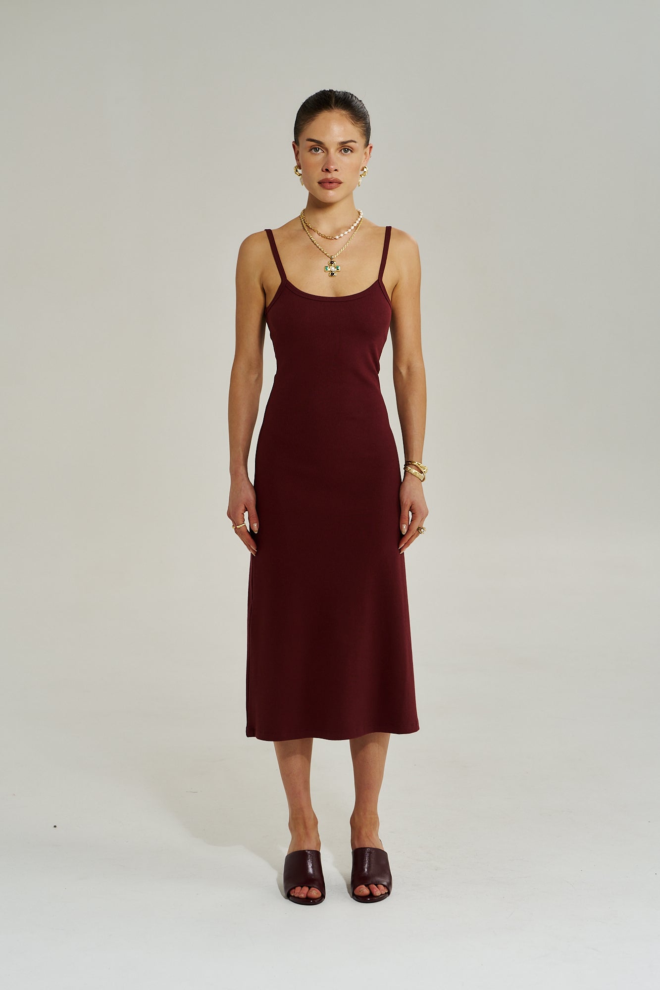 A LINE MIDI DRESS - SYRAH