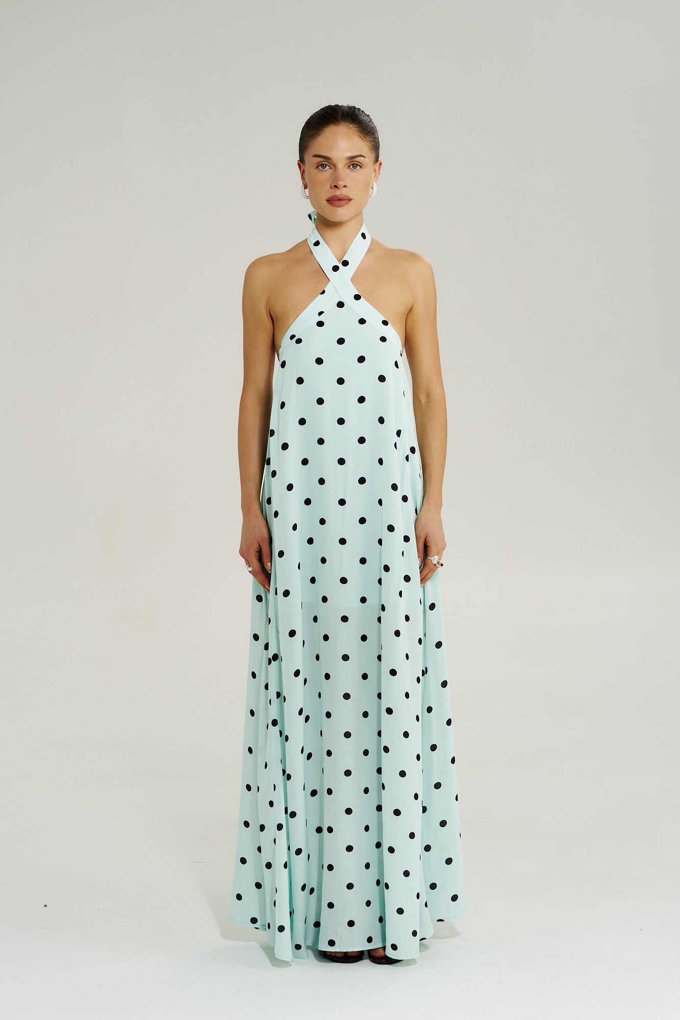 CROSS OVER HALTER MAXI DRESS - PINOT DROPS