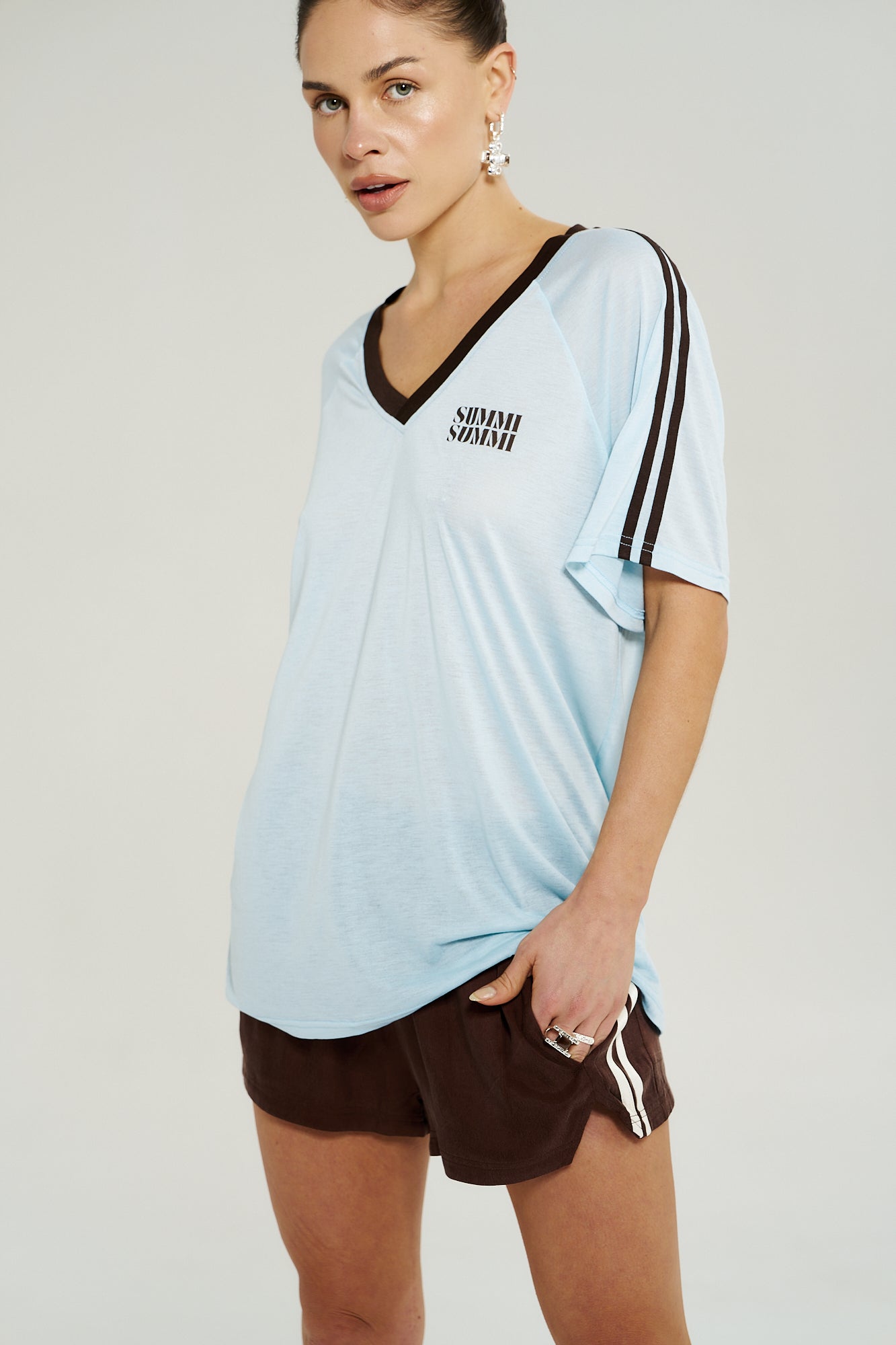 V NECK JERSEY TEE - ICEL