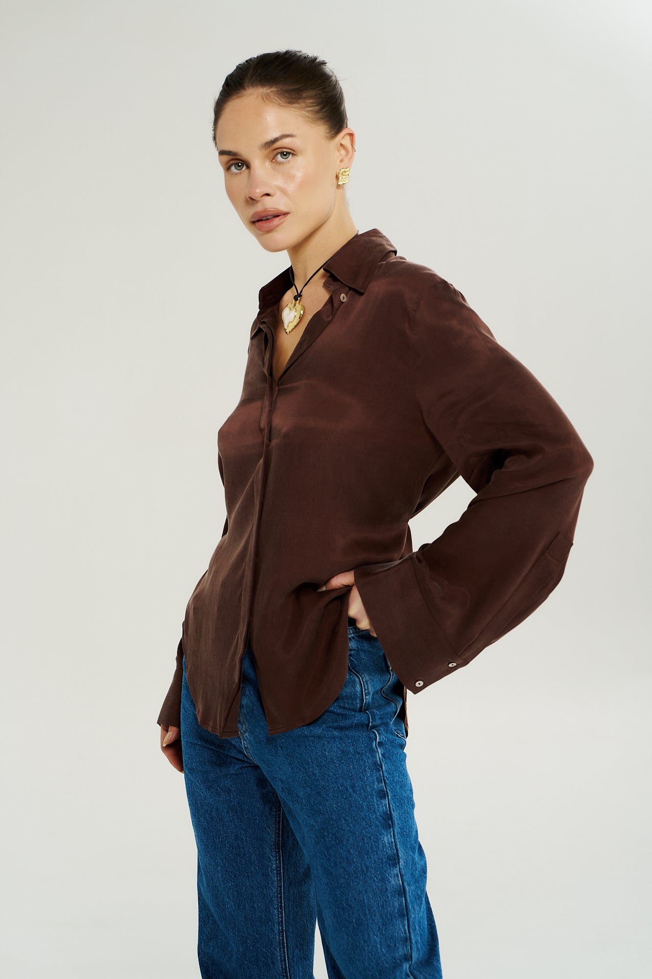 BOWIE LS SHIRT - CHOCOLAT