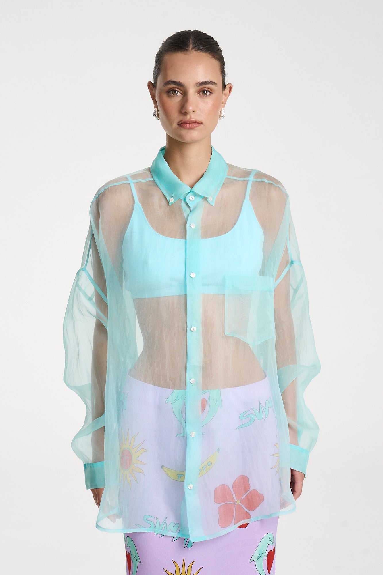 MERCURIO SILK SHIRT - AQUA