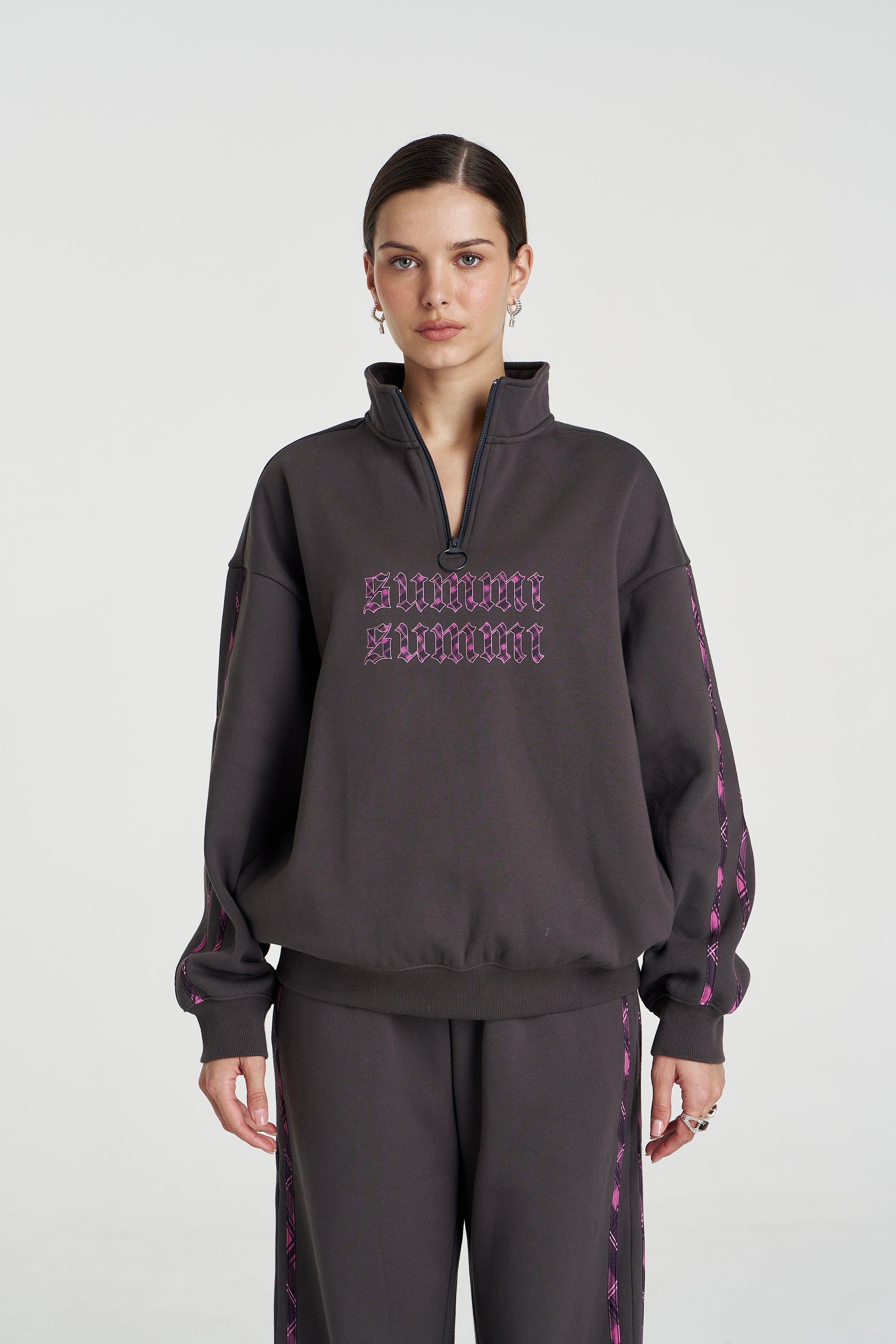 EDEN ZIP NECK JUMPER - SHADOW