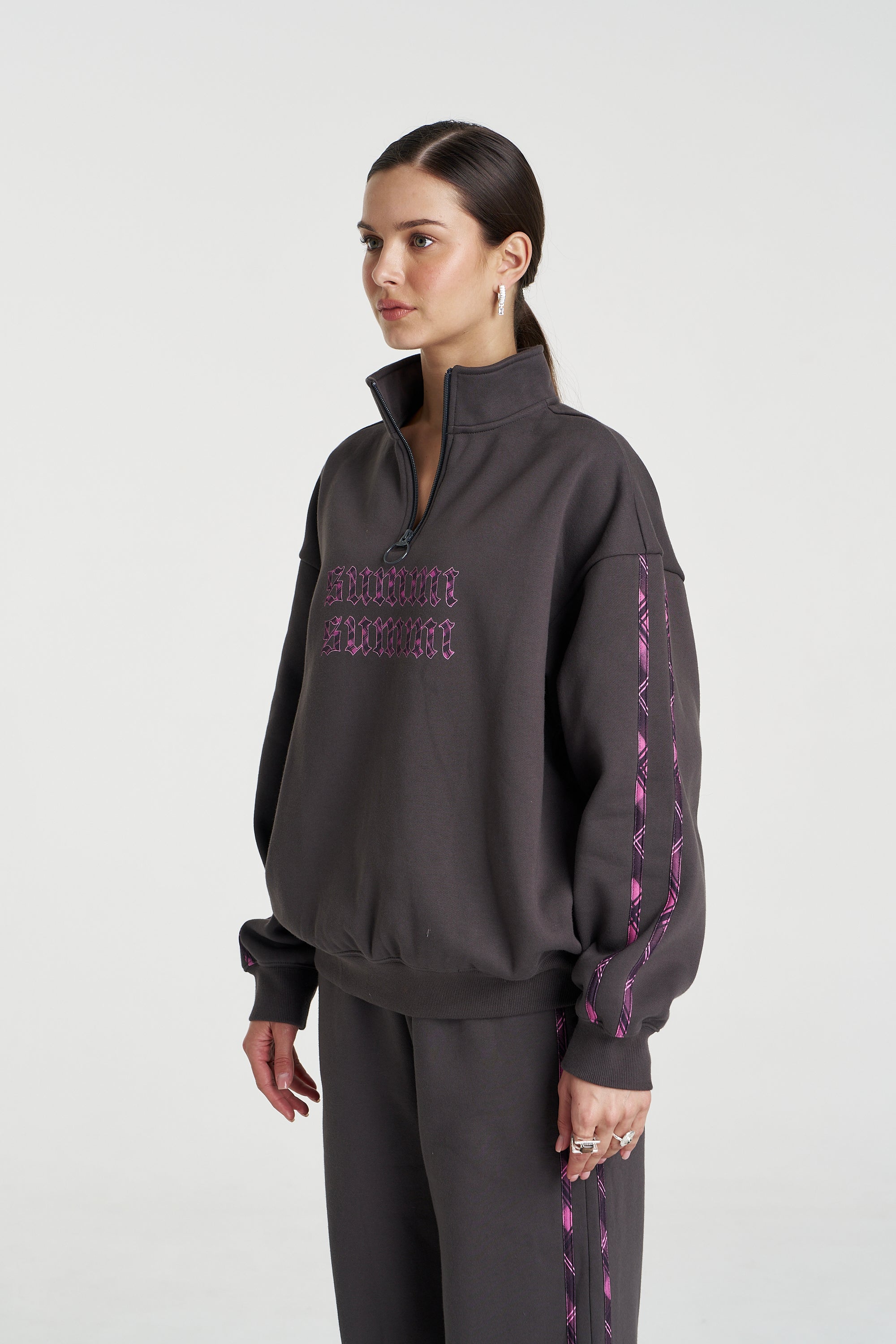EDEN ZIP NECK JUMPER - SHADOW
