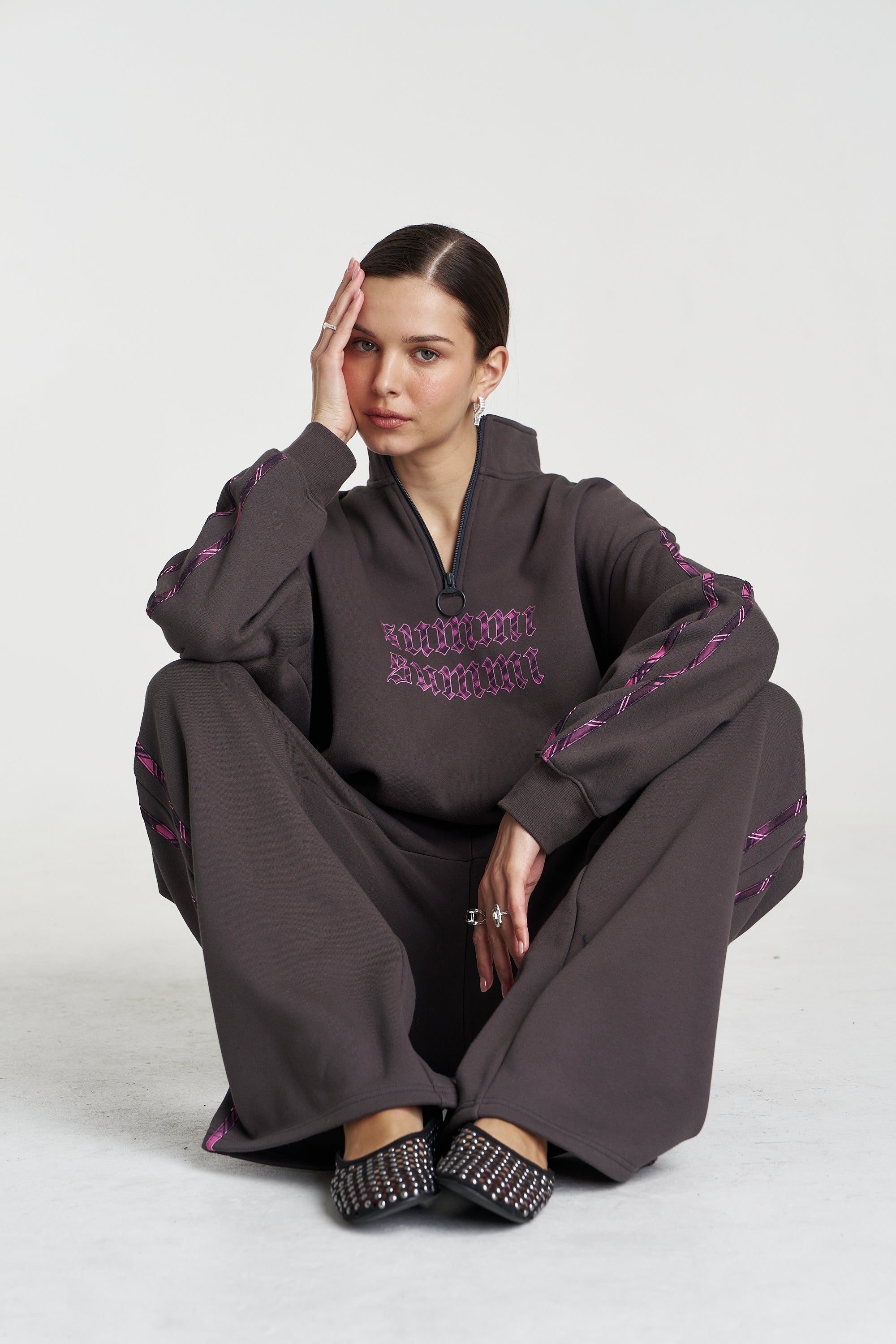 EDEN ZIP NECK JUMPER - SHADOW