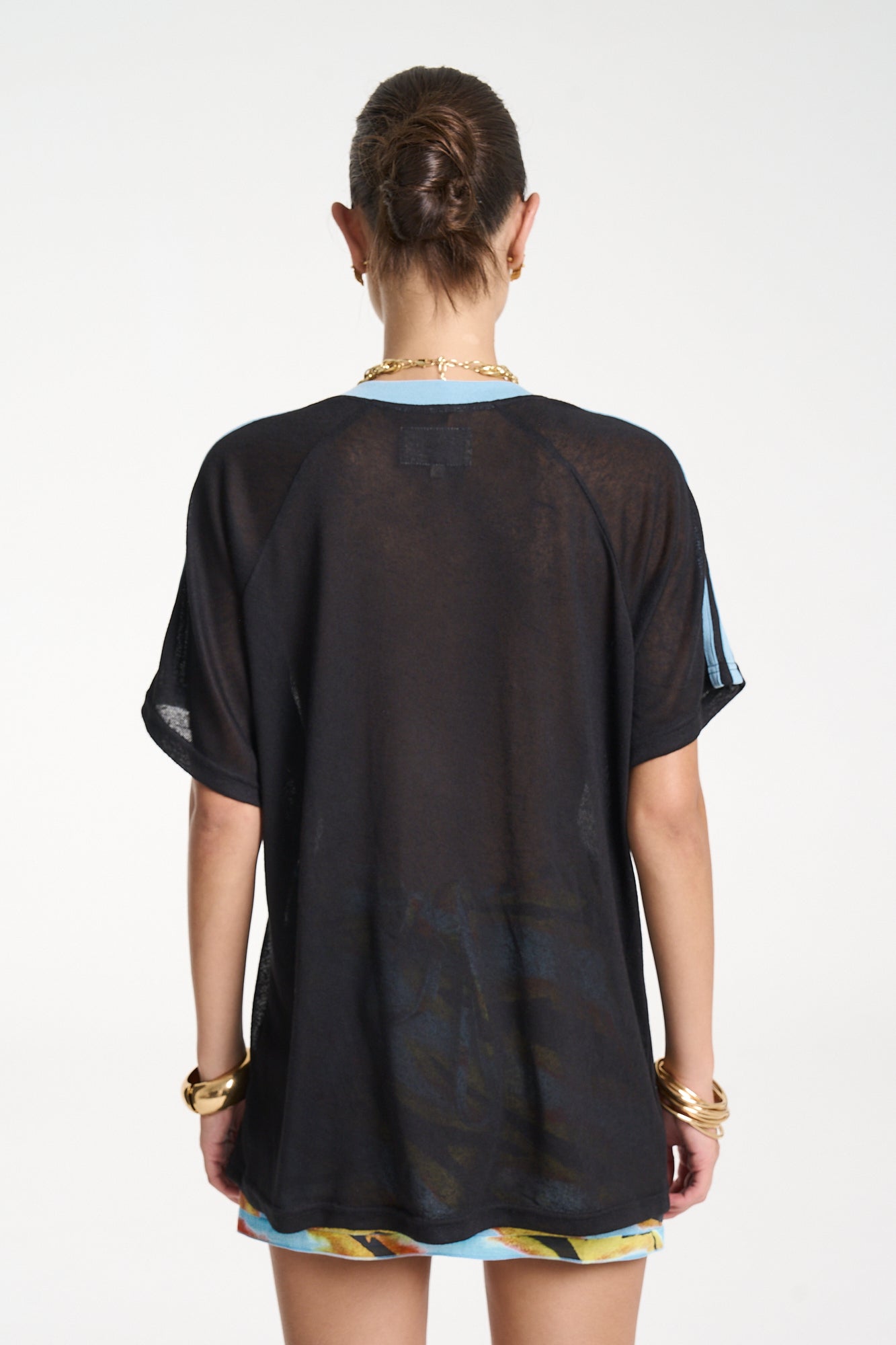 V NECK JERSEY - BLACK/ BLUE