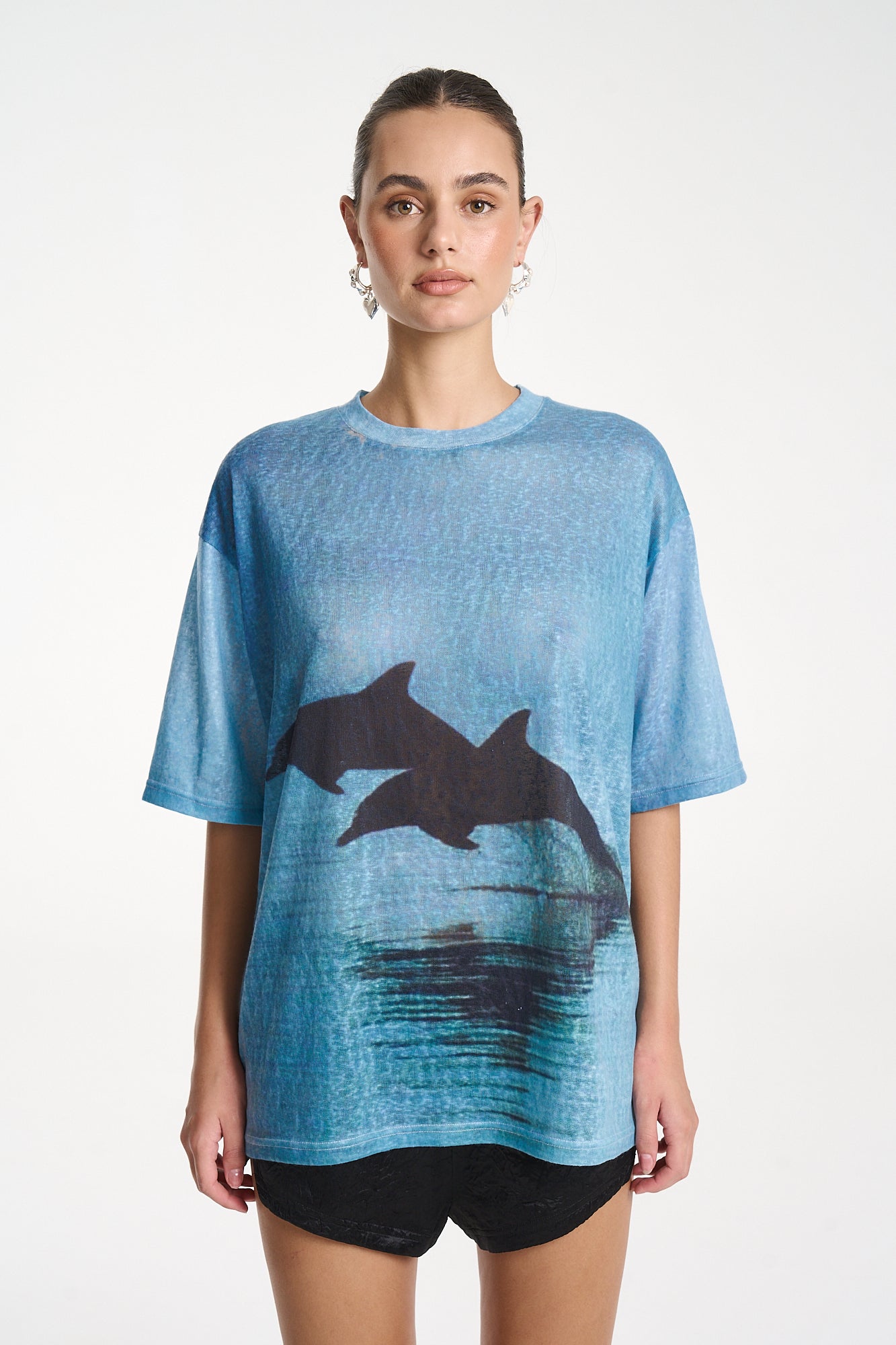 DOUBLE DOLPHIN TEE - BLUE