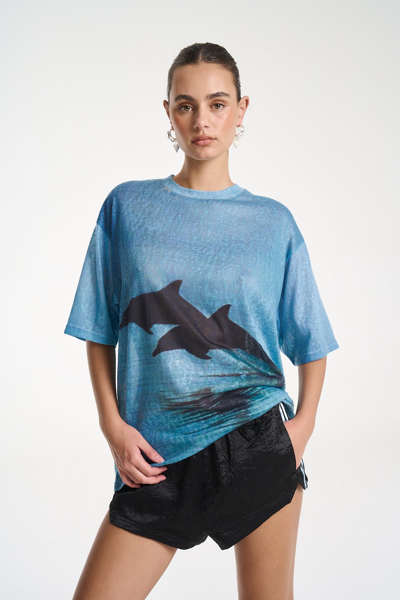 DOUBLE DOLPHIN TEE - BLUE