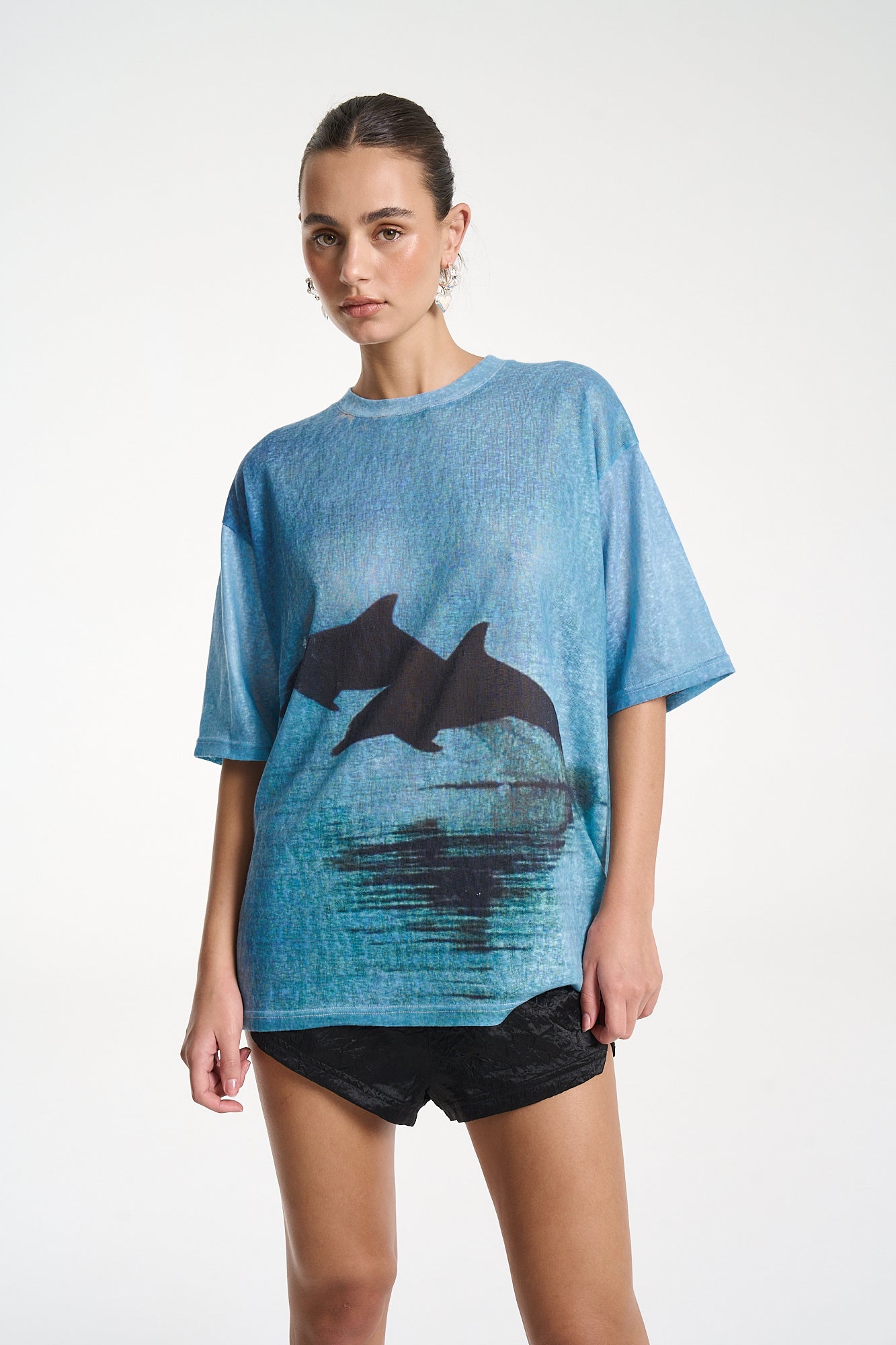 DOUBLE DOLPHIN TEE - BLUE