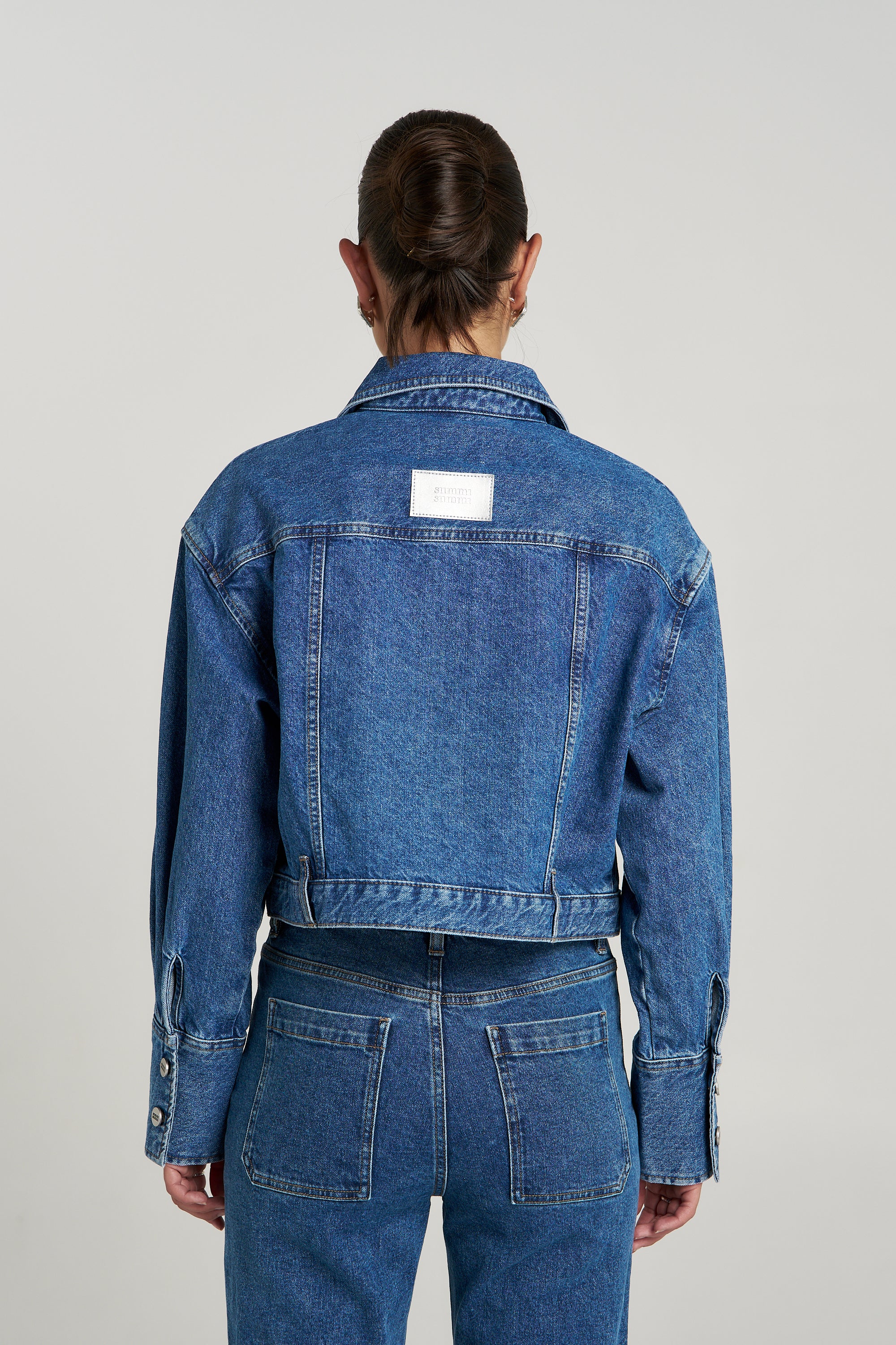 SOHO CROPPED DENIM JACKET - BLEU
