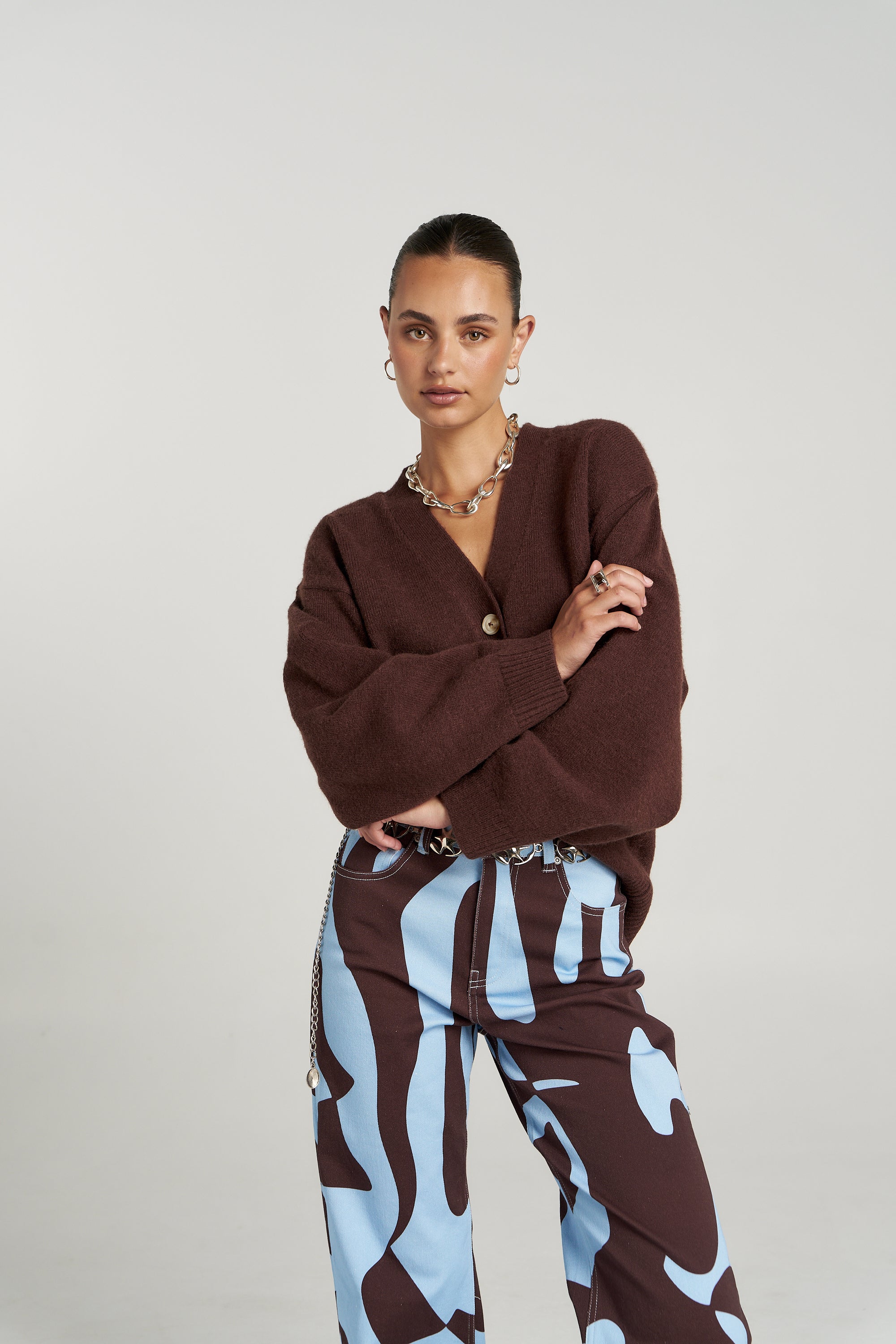 SLOUCHY CARDIGAN - ESPRESSO