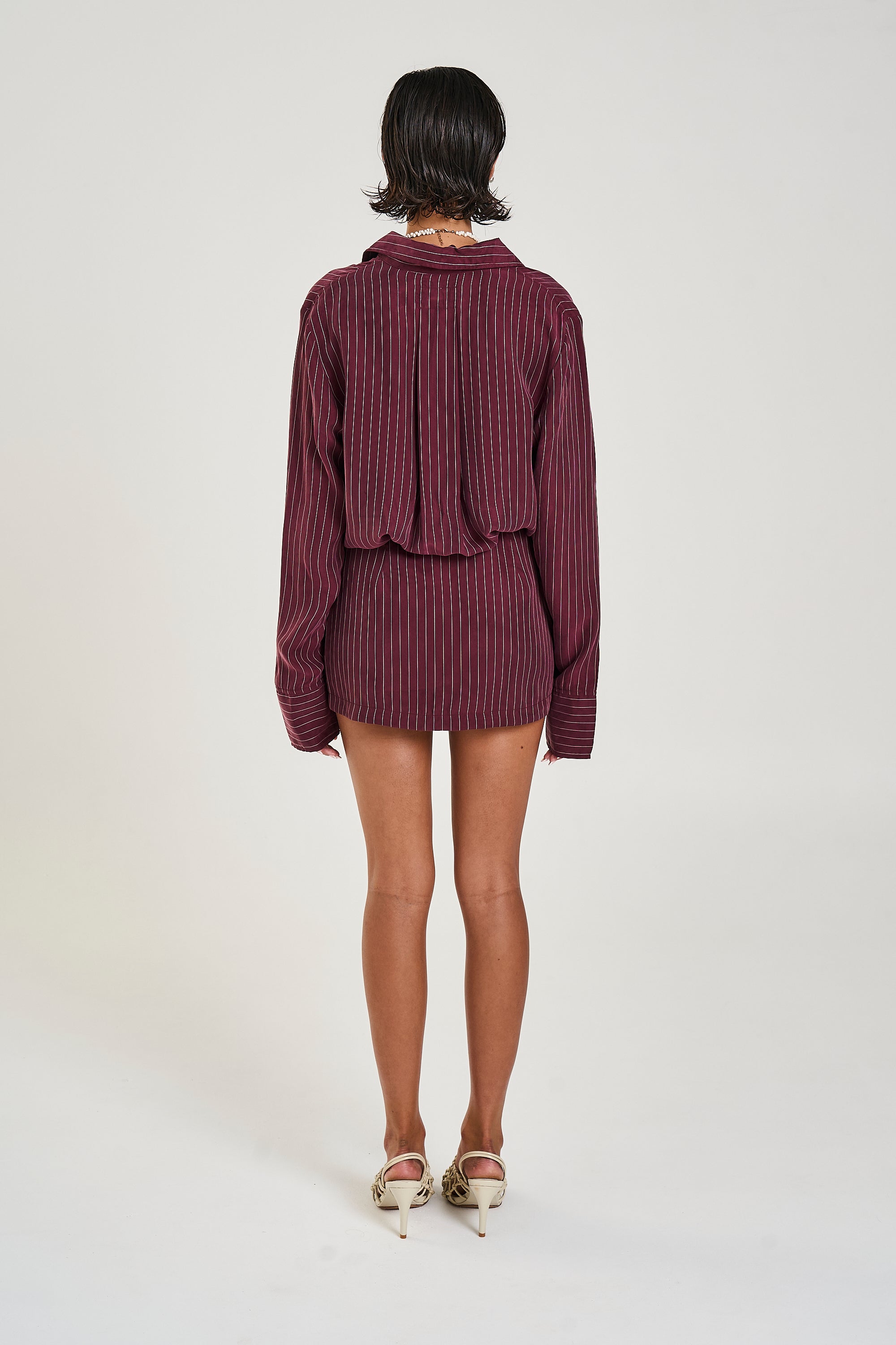 BUTTON UP DRESS - KINA PINSTRIPE