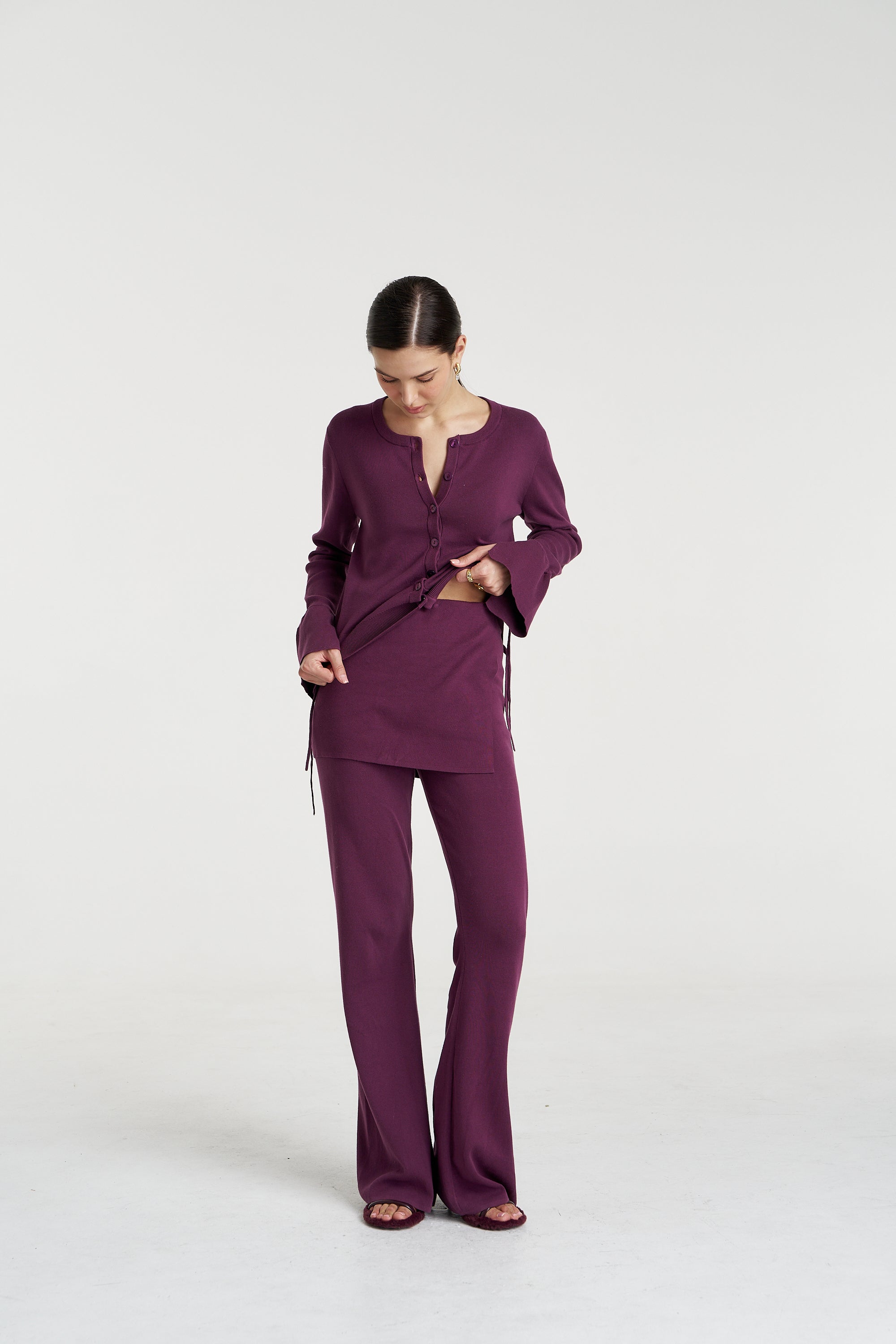 LOUNGE WRAP PANT - MULBERRY