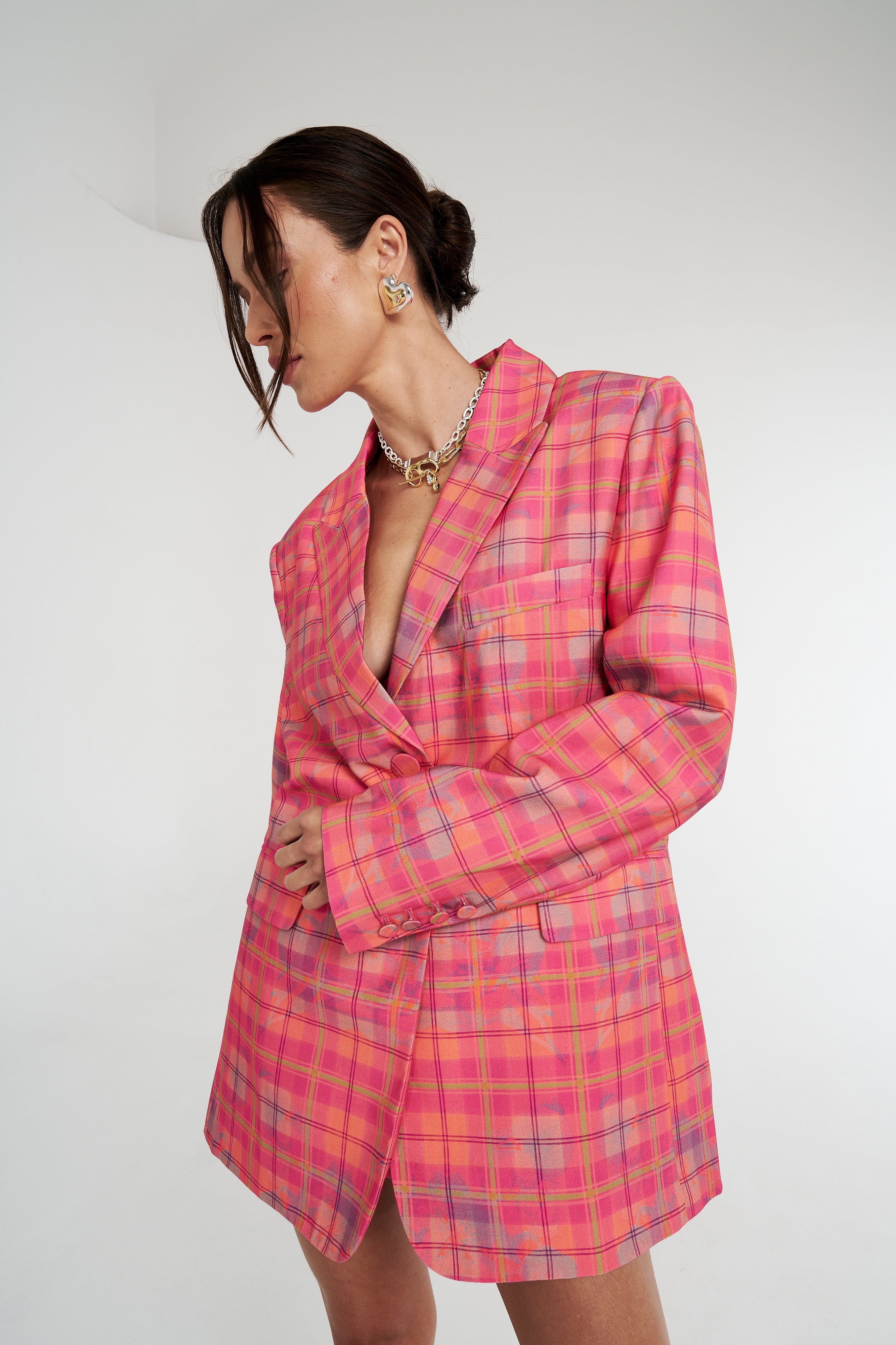 OVERSIZED BLAZER - NEON PLAID