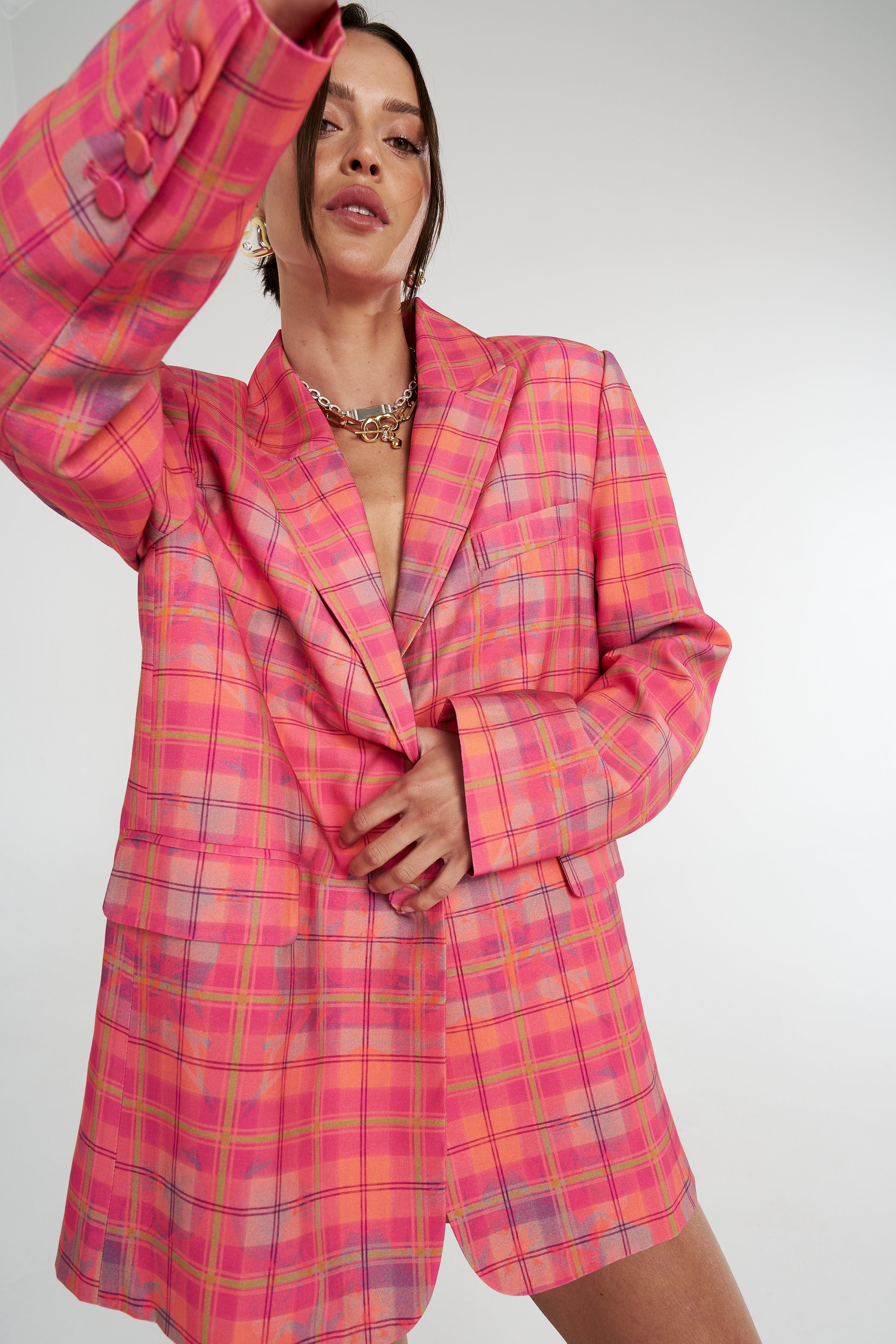OVERSIZED BLAZER - NEON PLAID
