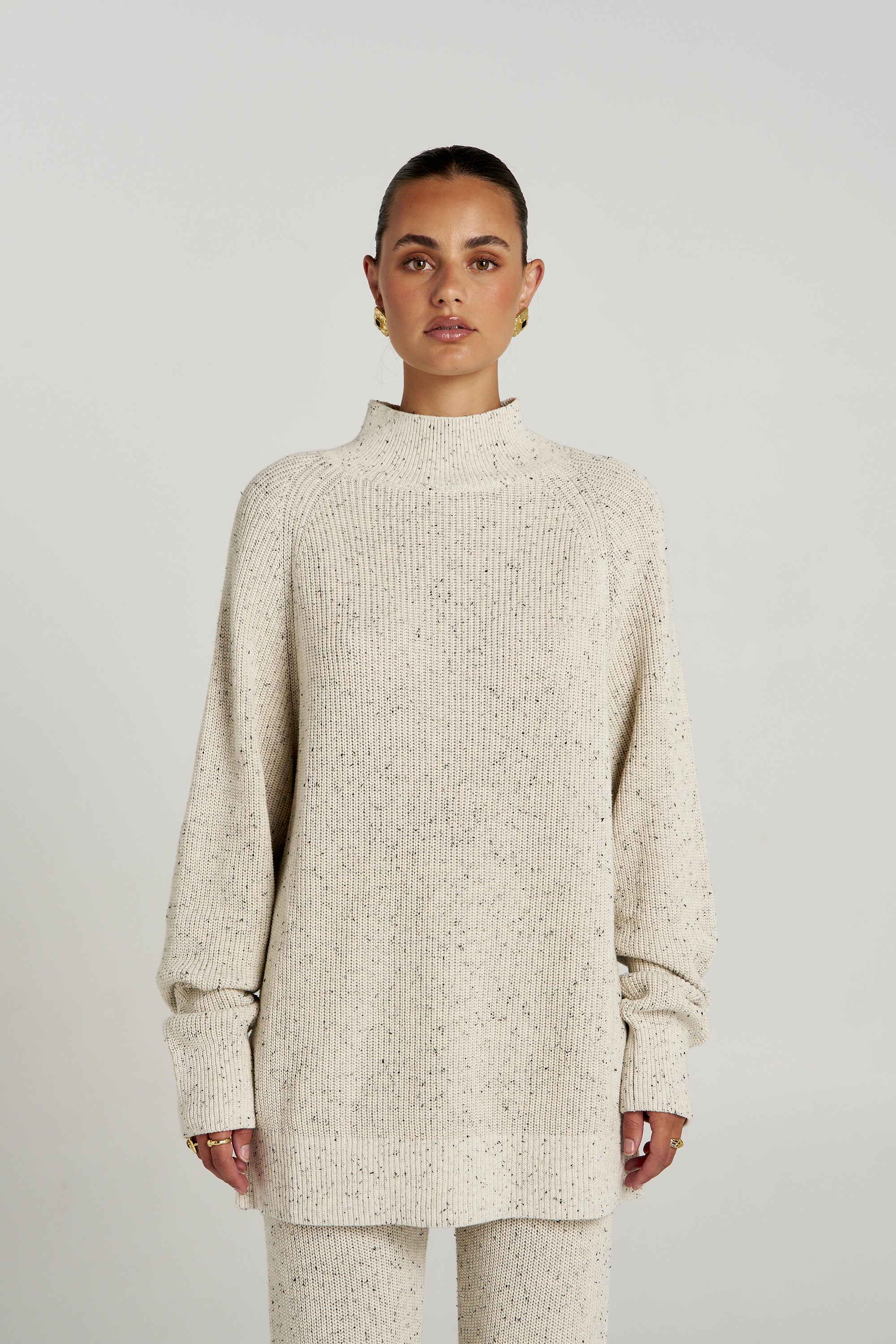 LONGLINE KNIT - OATMEAL MARLE