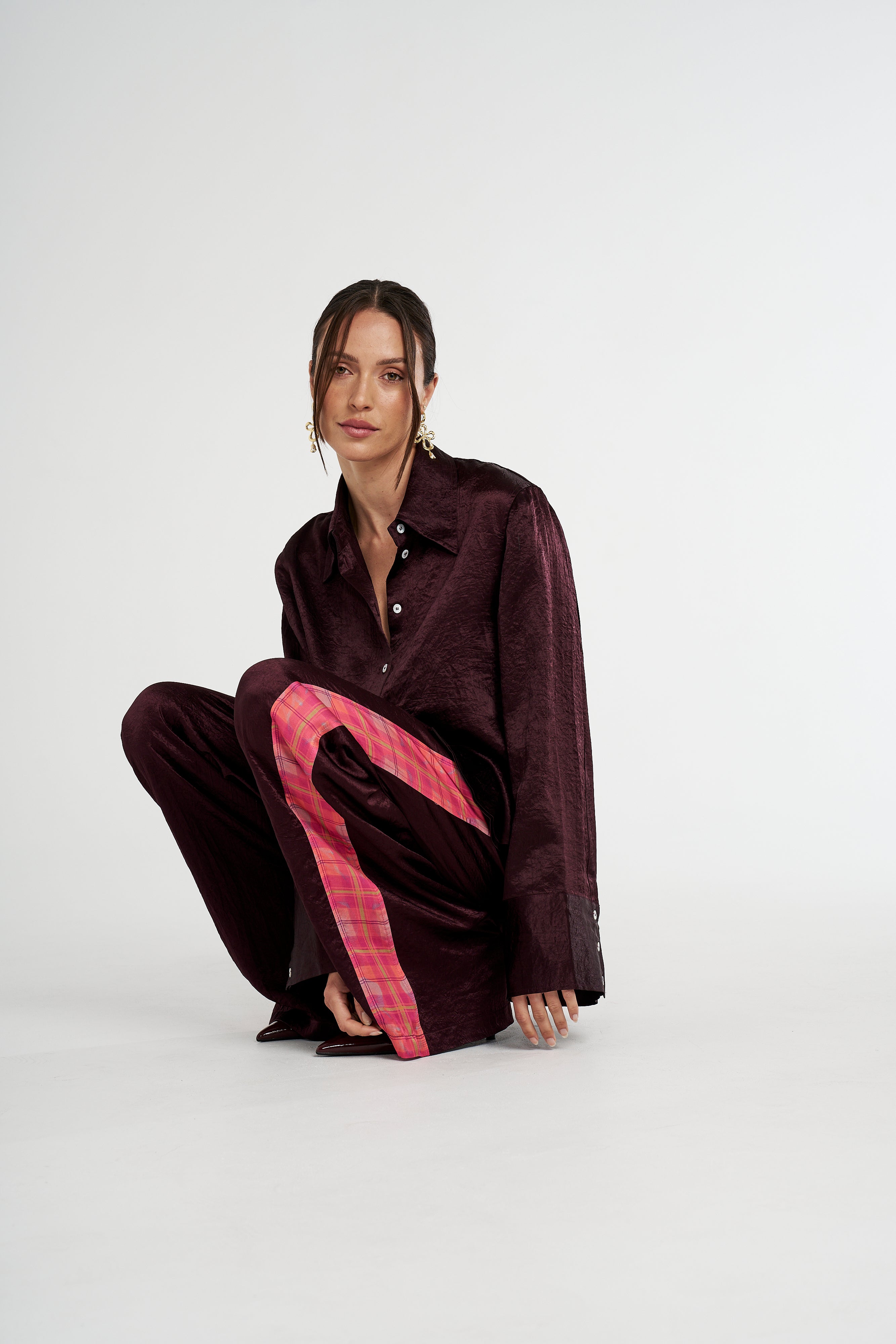 CUFF SHIRT - PLUM