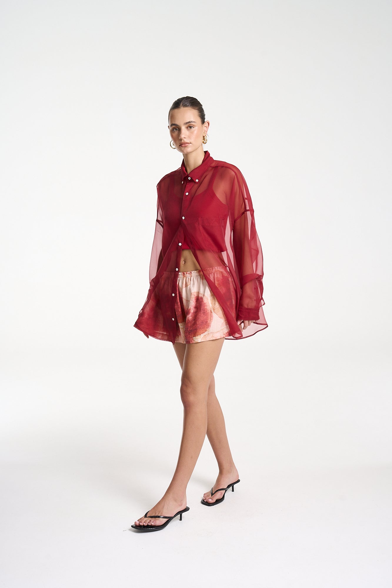 MERCURIO SILK SHIRT - CARMINE RED