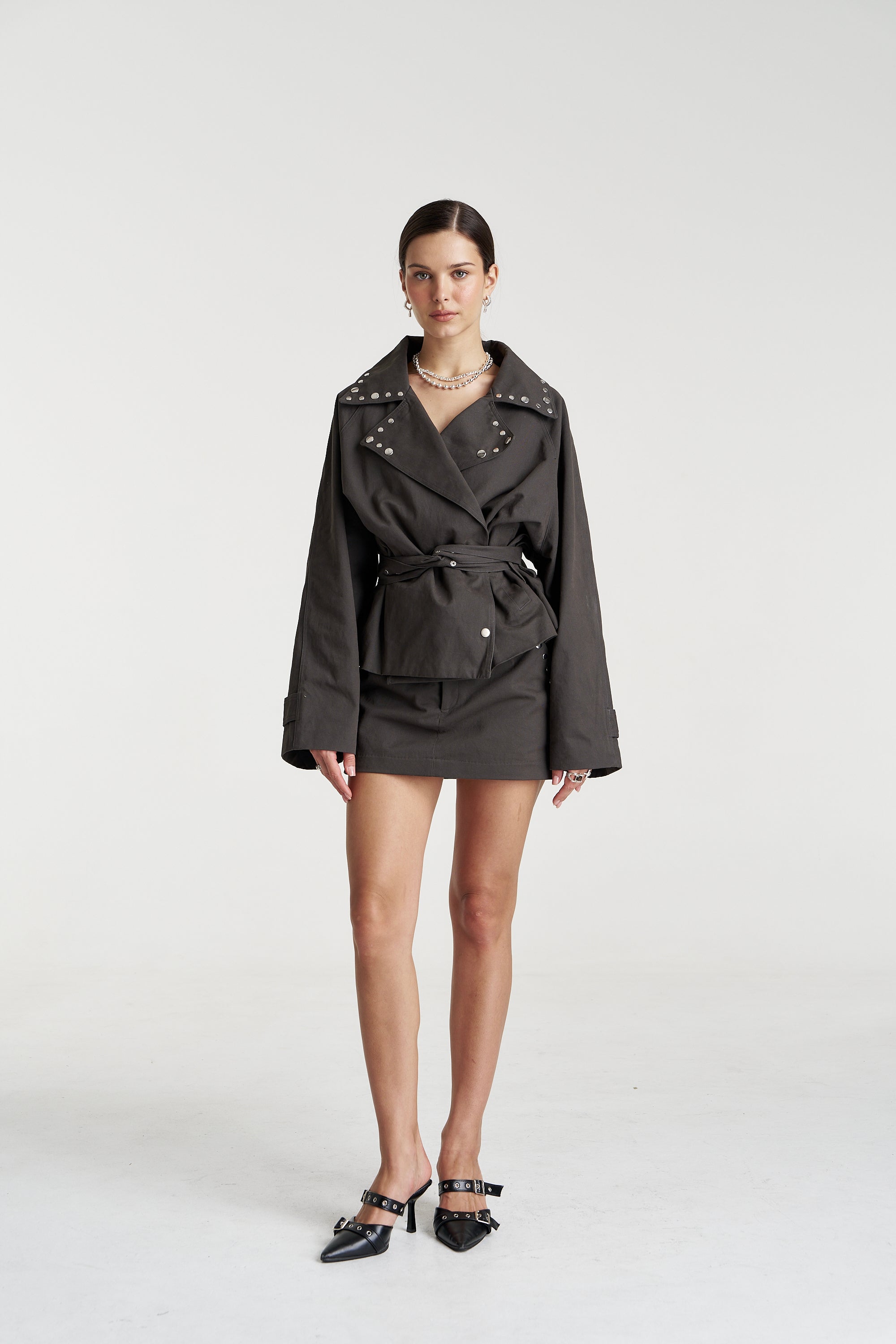 STUDDED CROP TRENCH - SHADOW