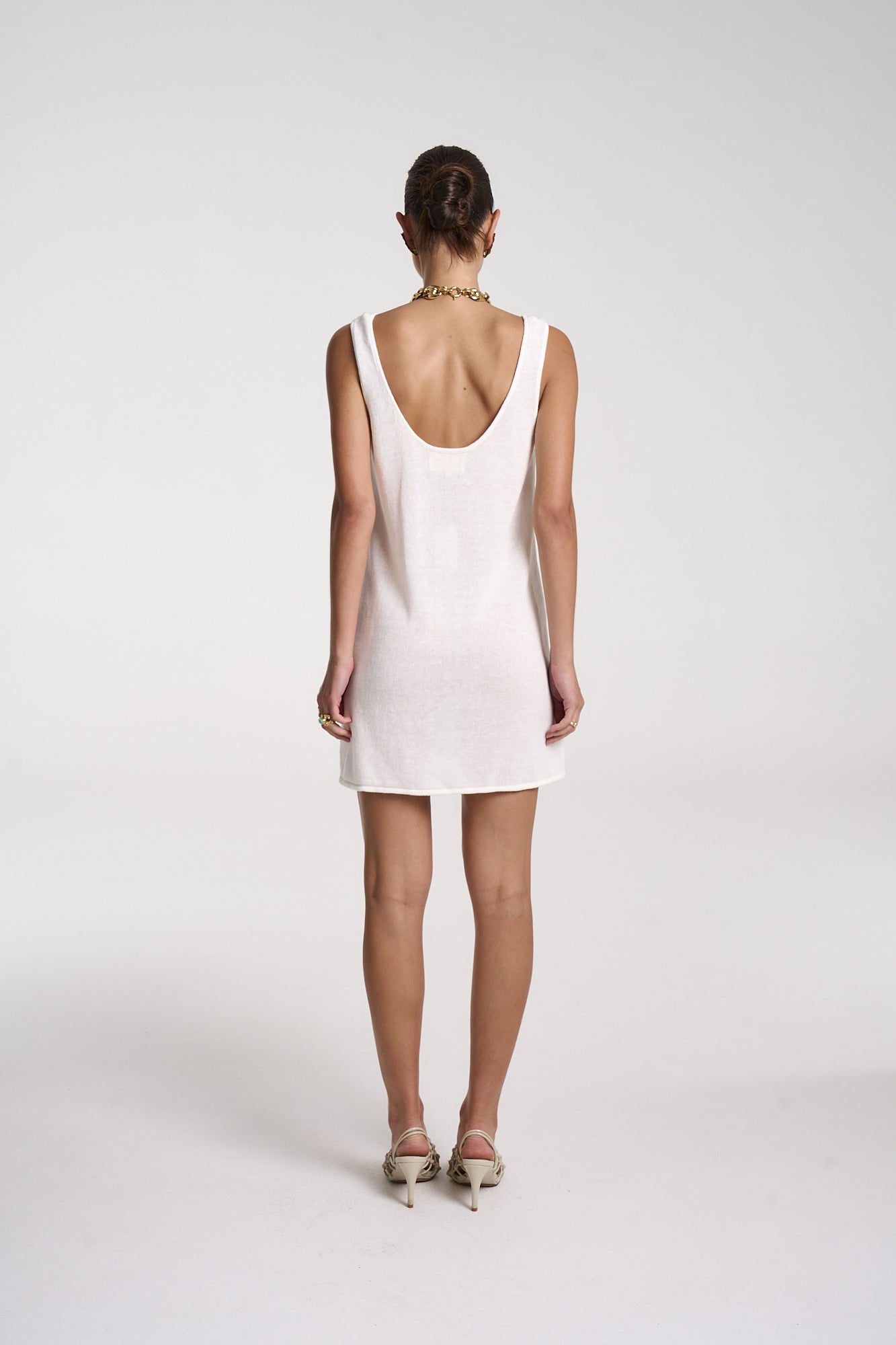 KNIT MINI DRESS - WHITE
