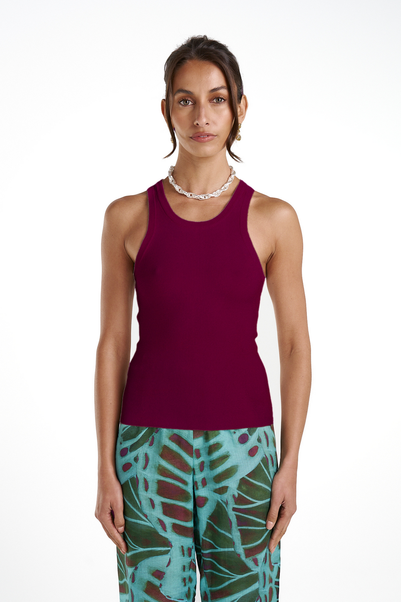 KNIT RACER TOP - PLUM