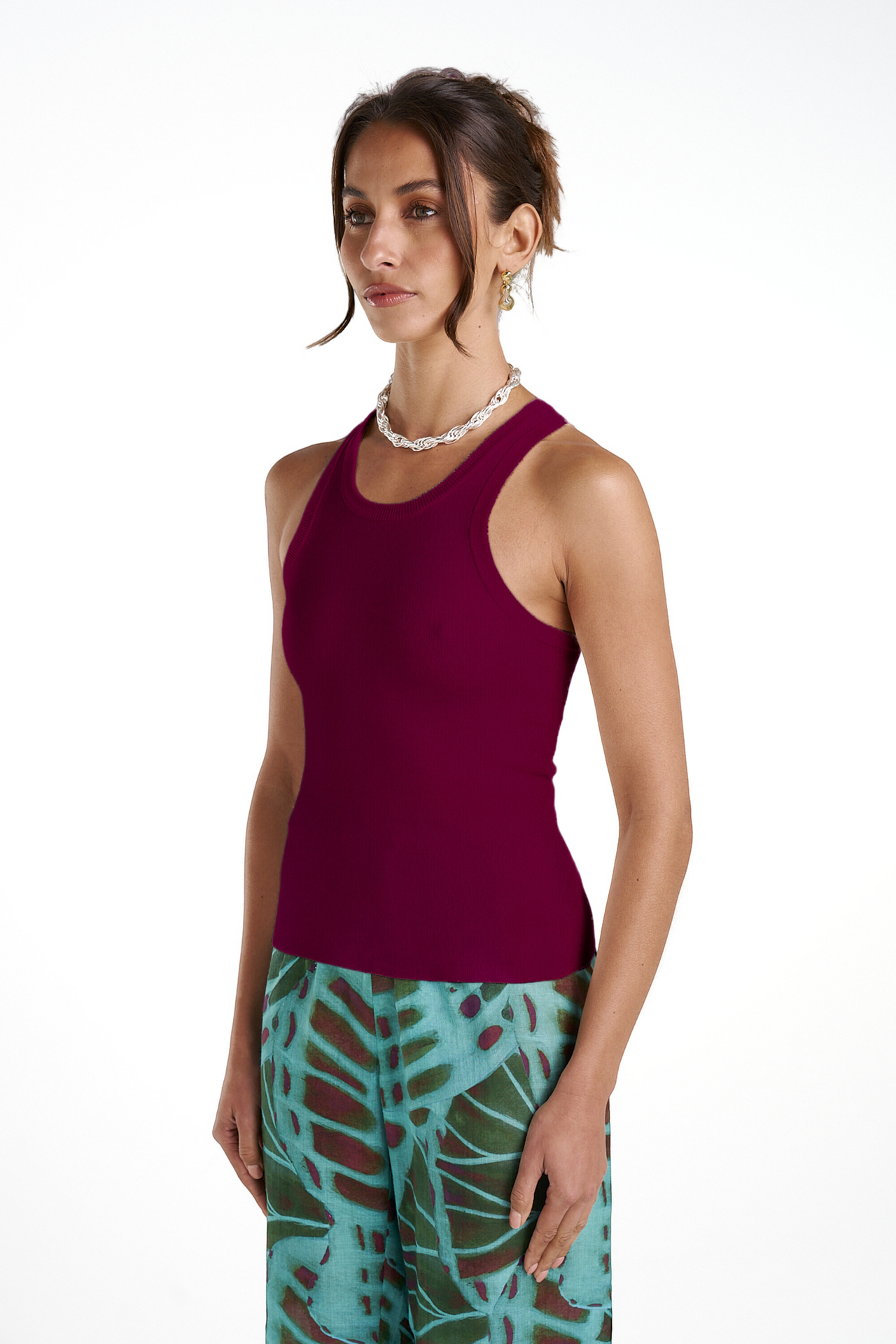 KNIT RACER TOP - PLUM