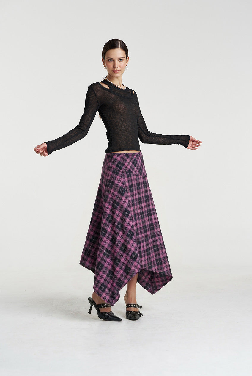 FRENCHIE SKIRT-AZALEA PLAID