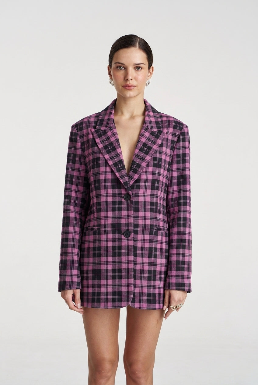 OS BLAZER-AZALEA PLAID