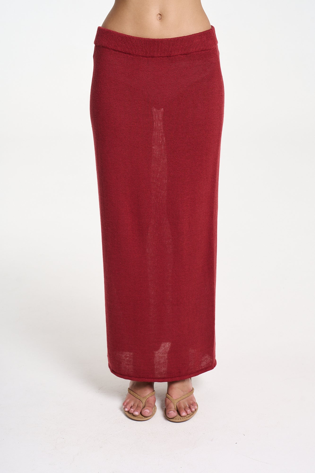 KNIT MAXI SKIRT -  CARMINE RED