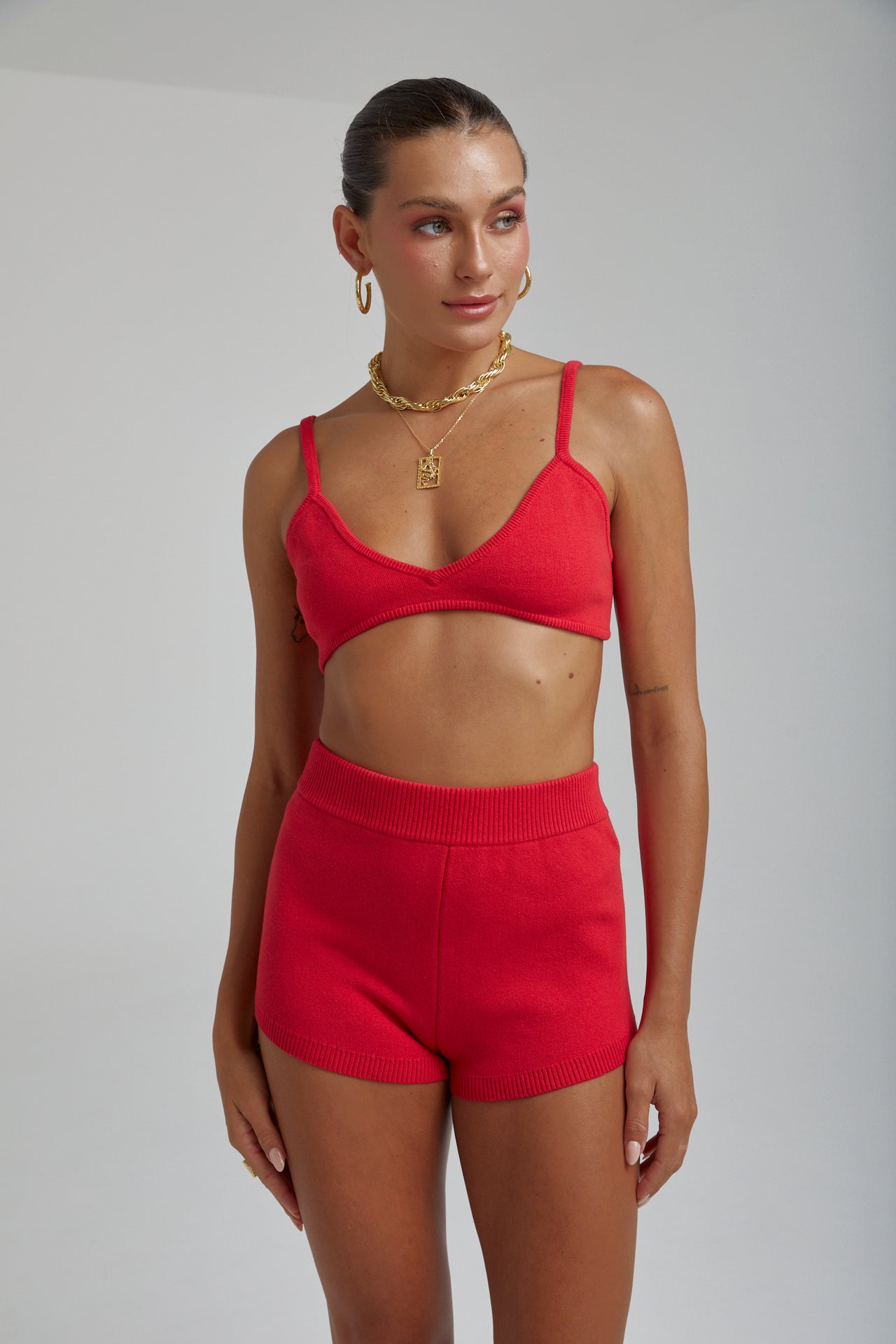 KNIT BRALETTE - CHERRY