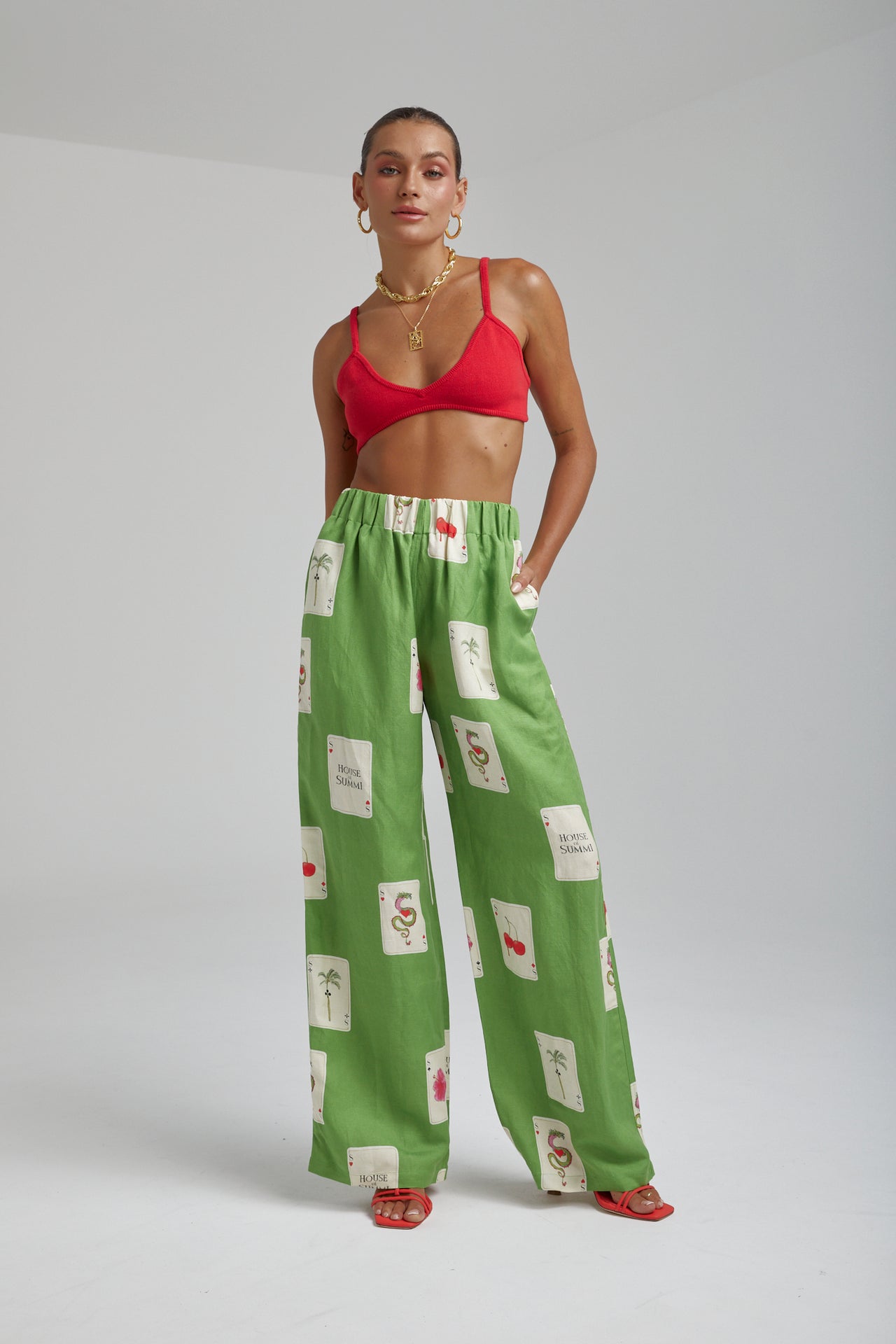 LINEN PANTS - HOUSE OF SUMMI TARRAGON