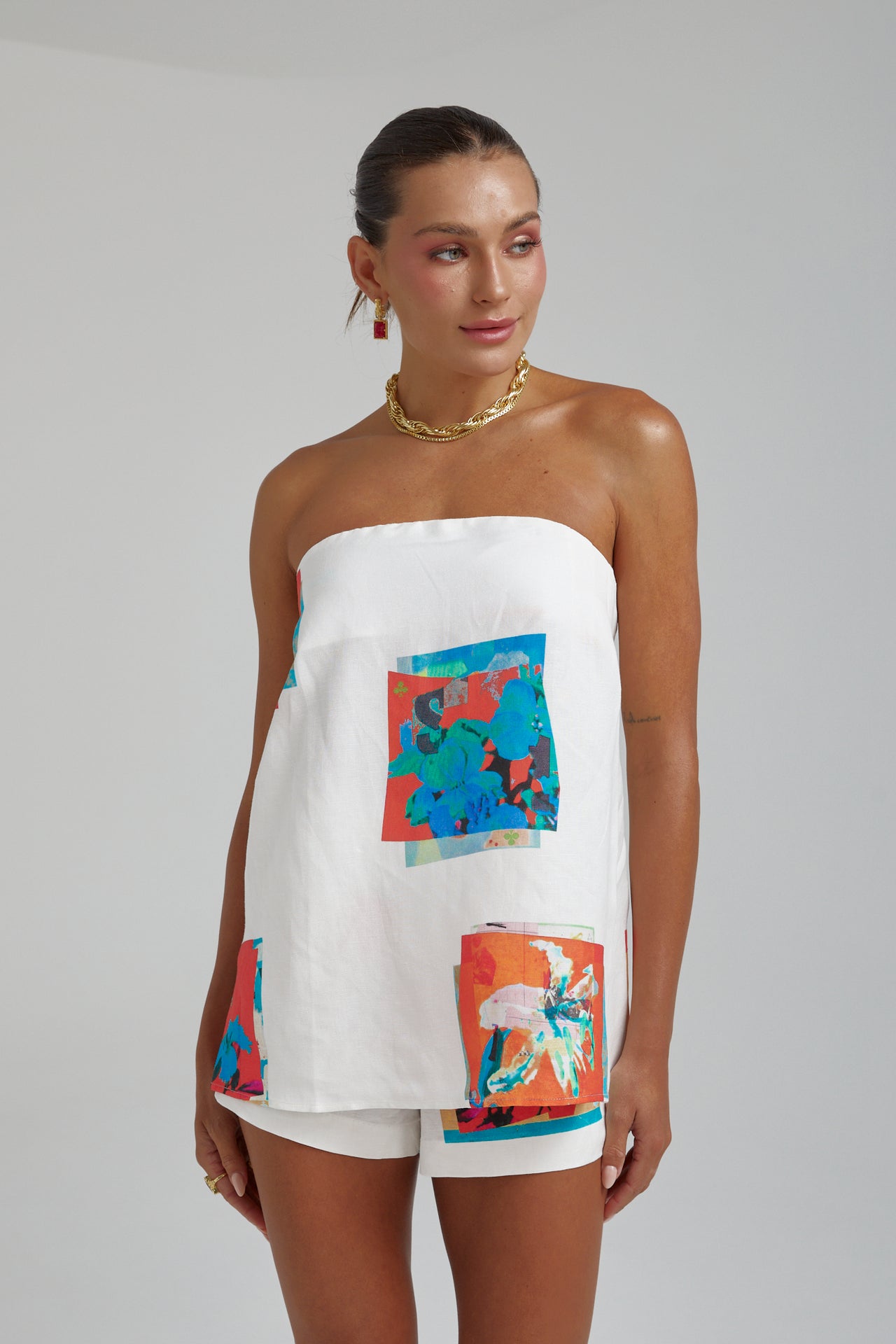 STRAPLESS SHIFT TOP - MONTAGE WHITE