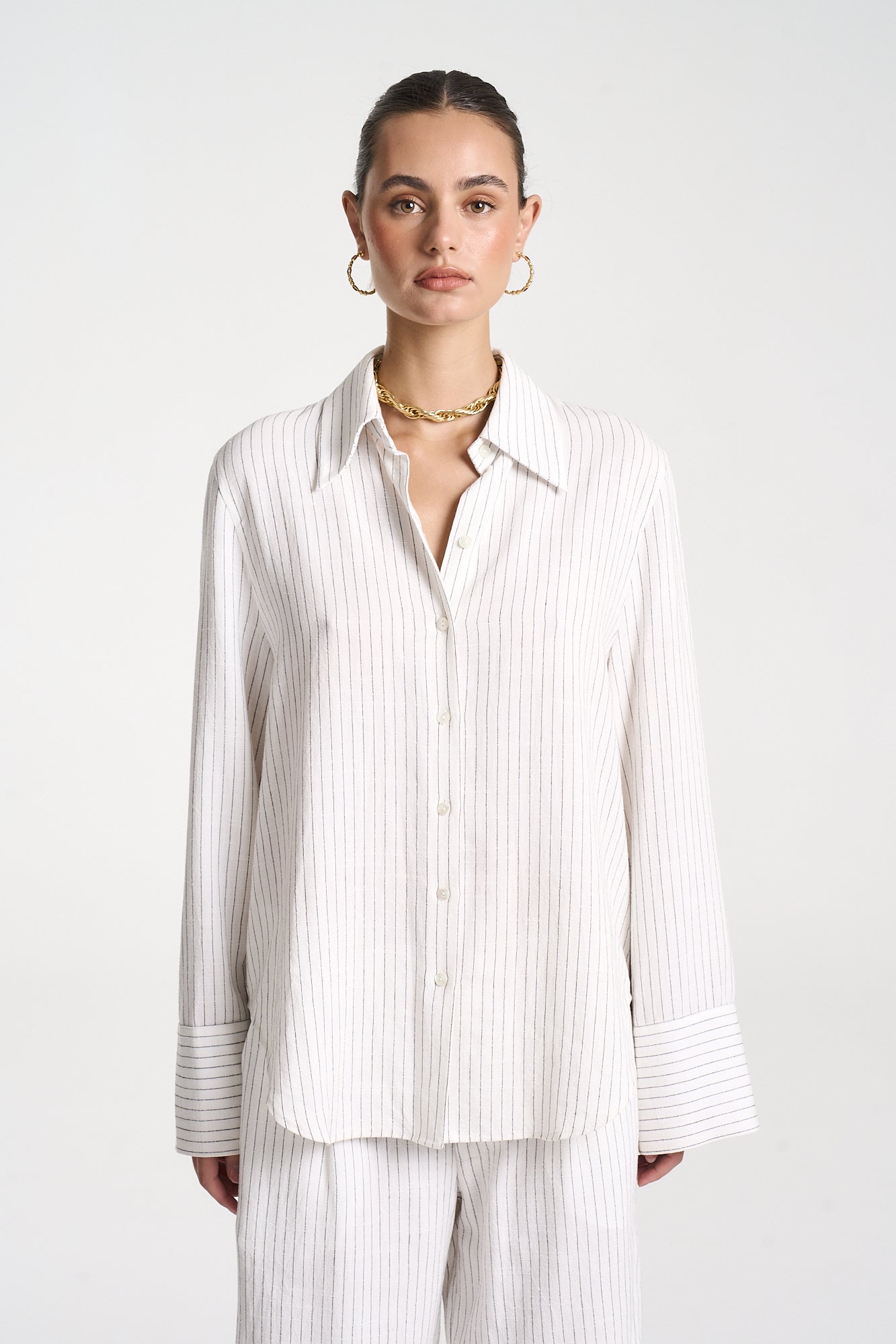 LS CUFF SHIRT - PINSTRIPE