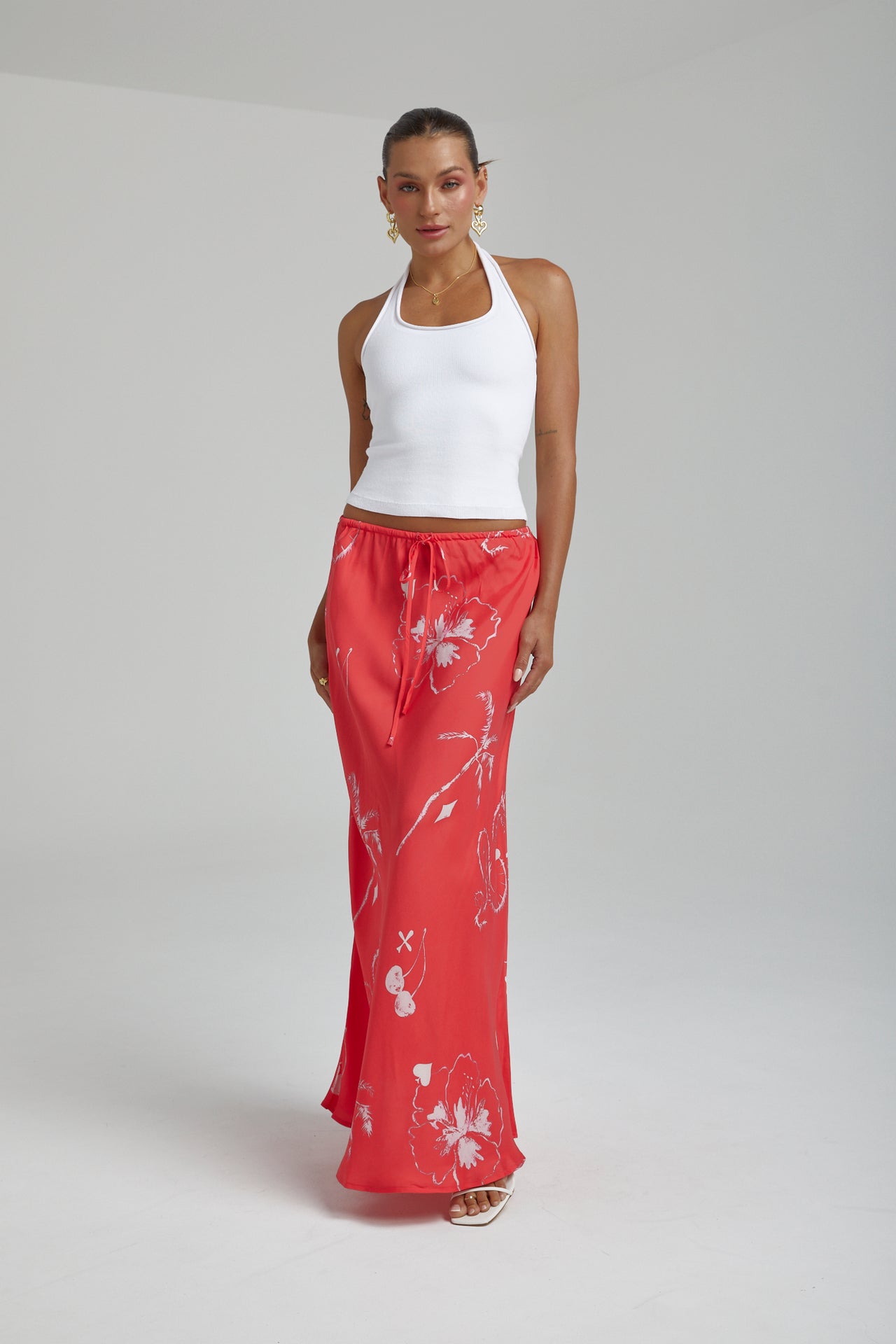 RELAXED MAXI SKIRT - RED DRAGON OF HEARTS