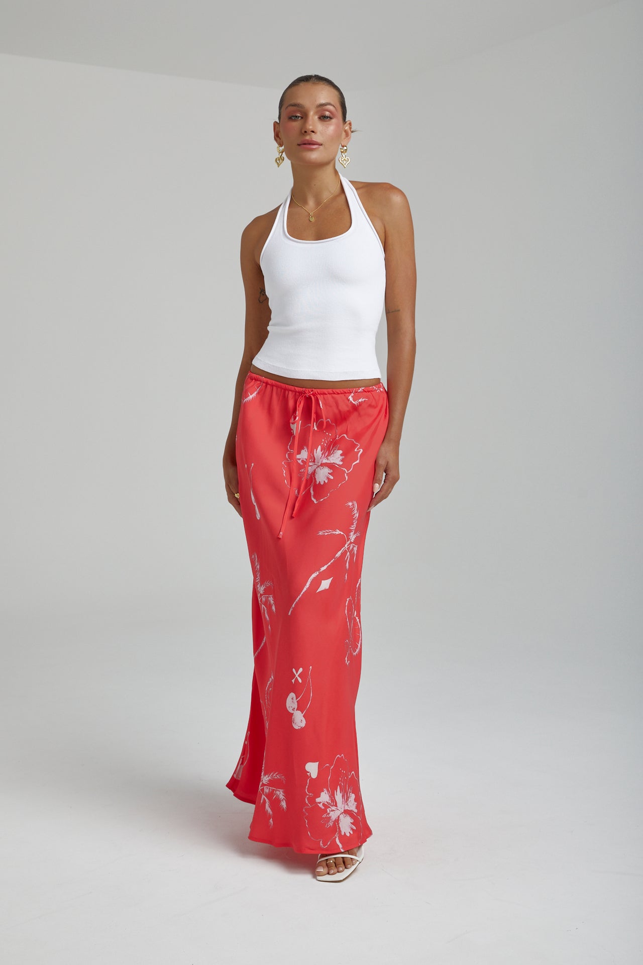 RELAXED MAXI SKIRT - RED DRAGON OF HEARTS