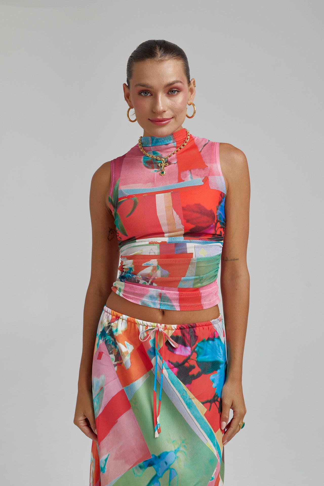 MESH HIGH NECK TANK - ROYAL MONTAGE