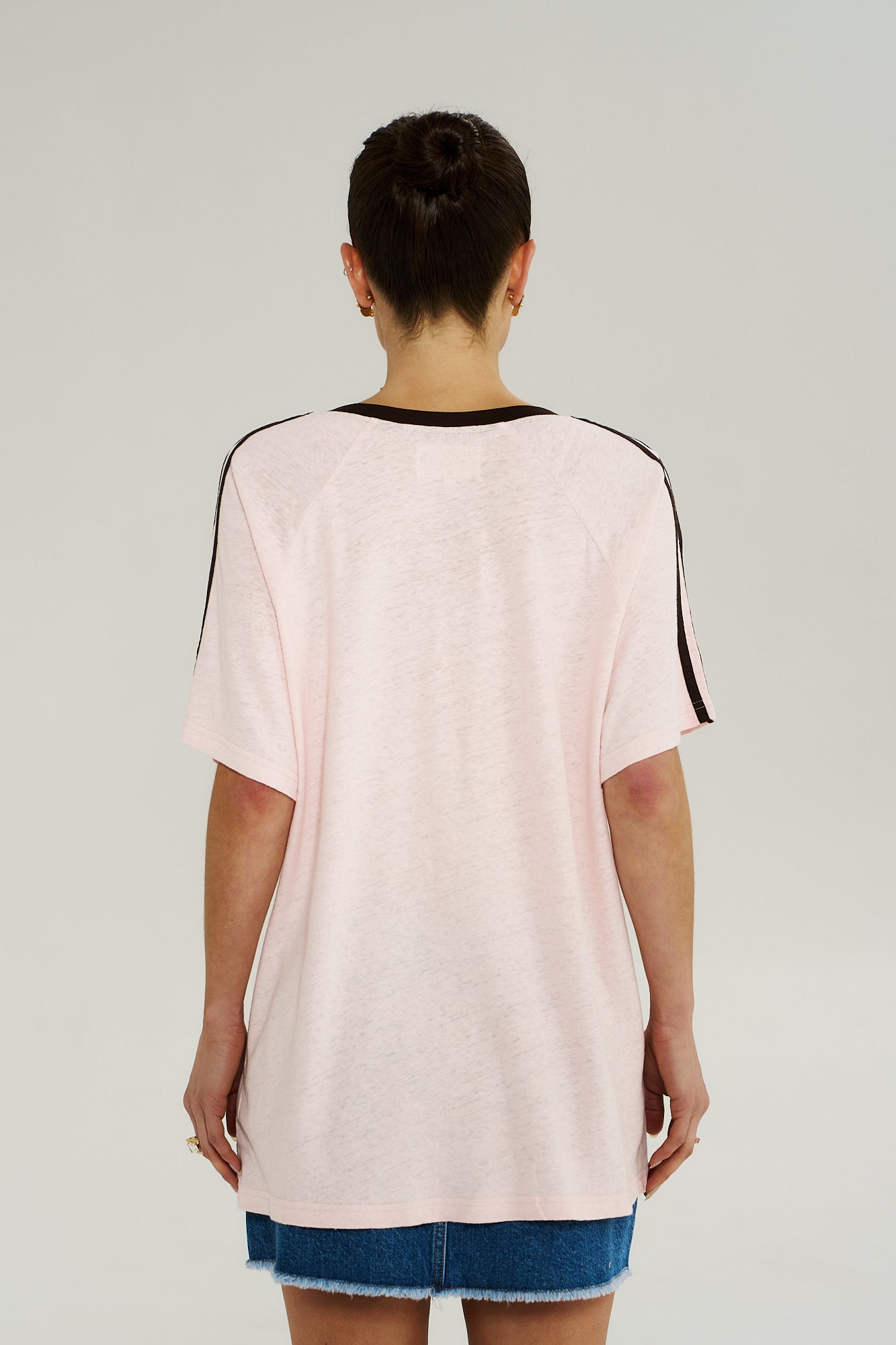 V NECK JERSEY TEE - DUSTY ROSE