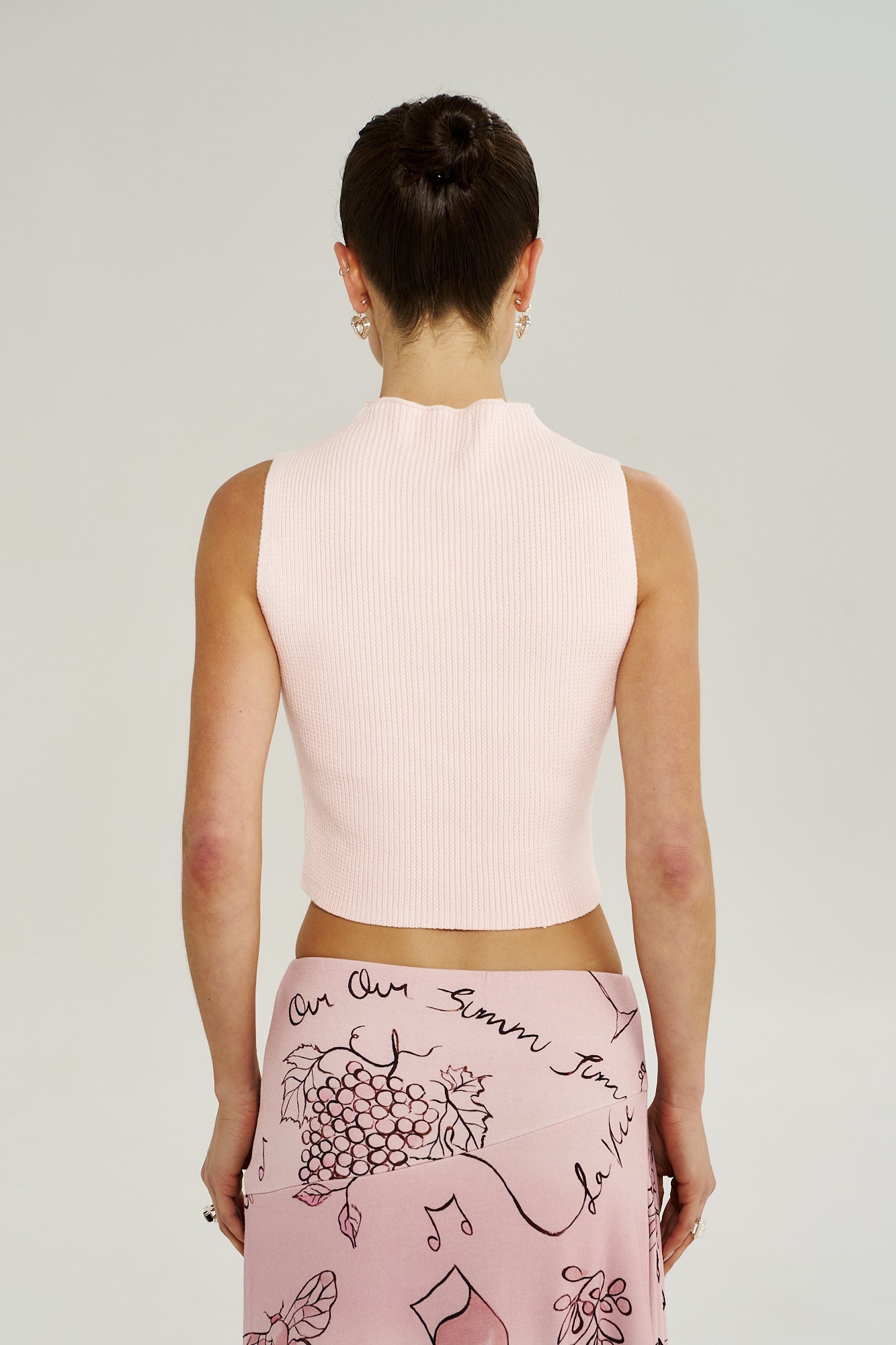 KNIT HIGH NECK TANK - DUSTY ROSE