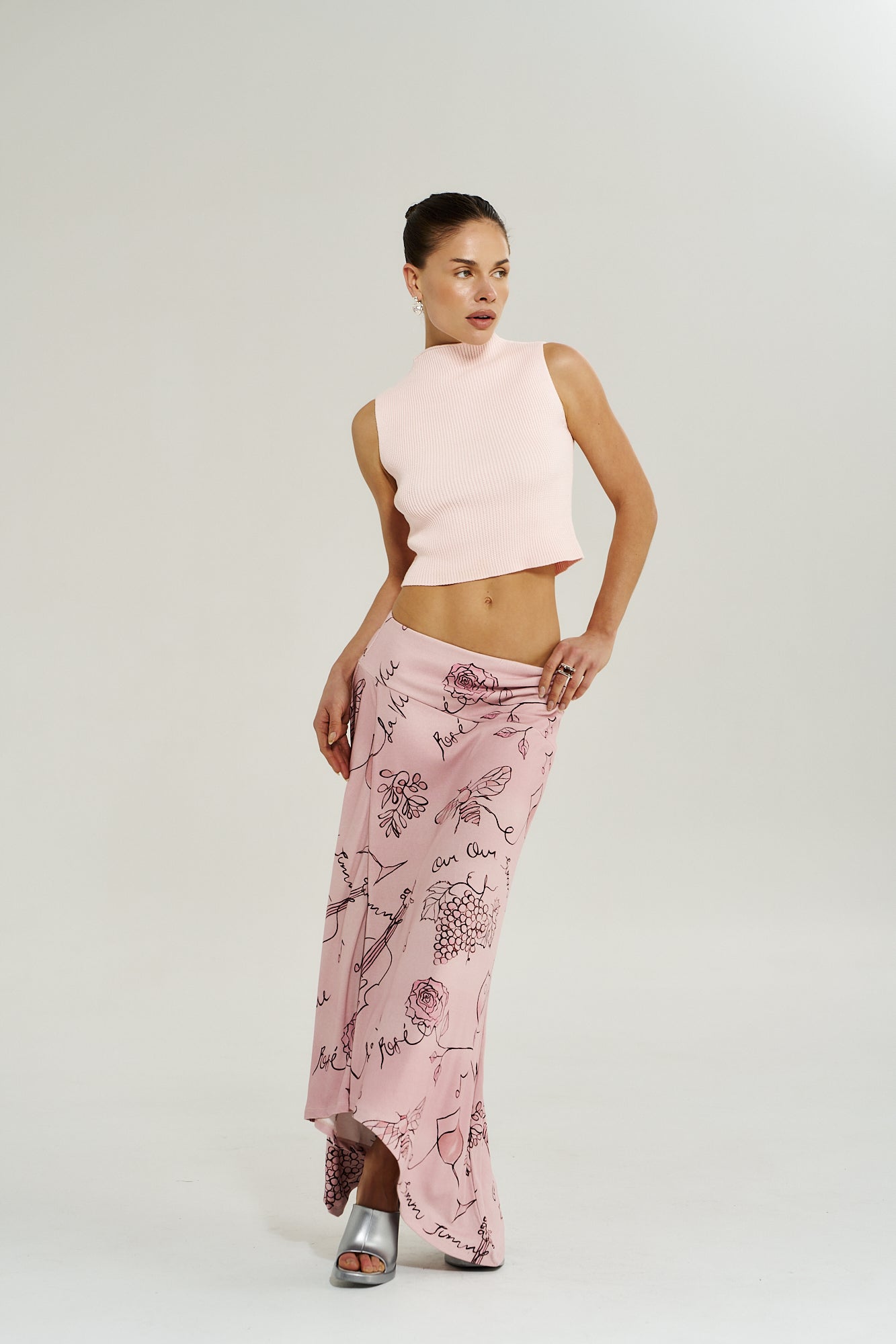 KNIT HIGH NECK TANK - DUSTY ROSE