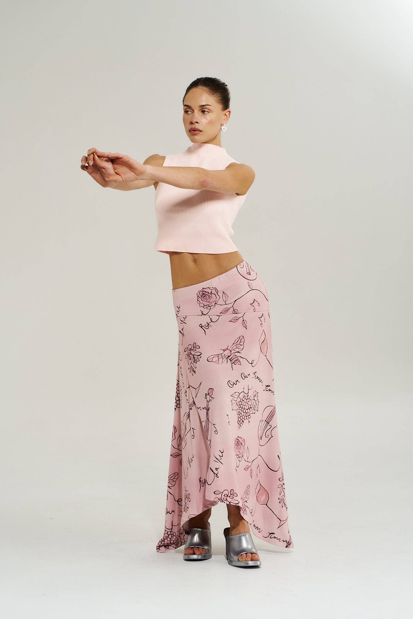 KNIT HIGH NECK TANK - DUSTY ROSE