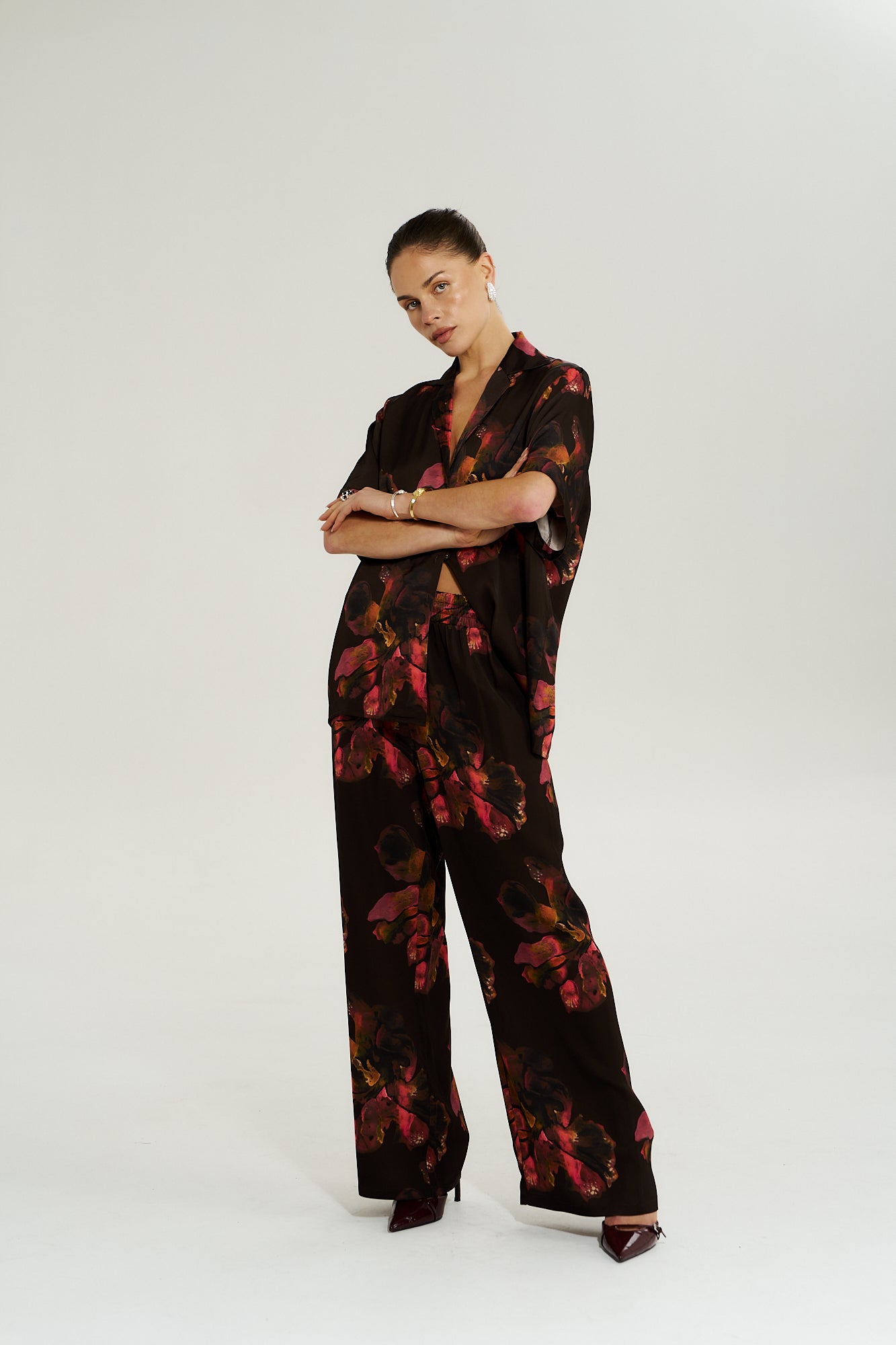 WIDE LEG PANT - CHOCOLAT PETALS