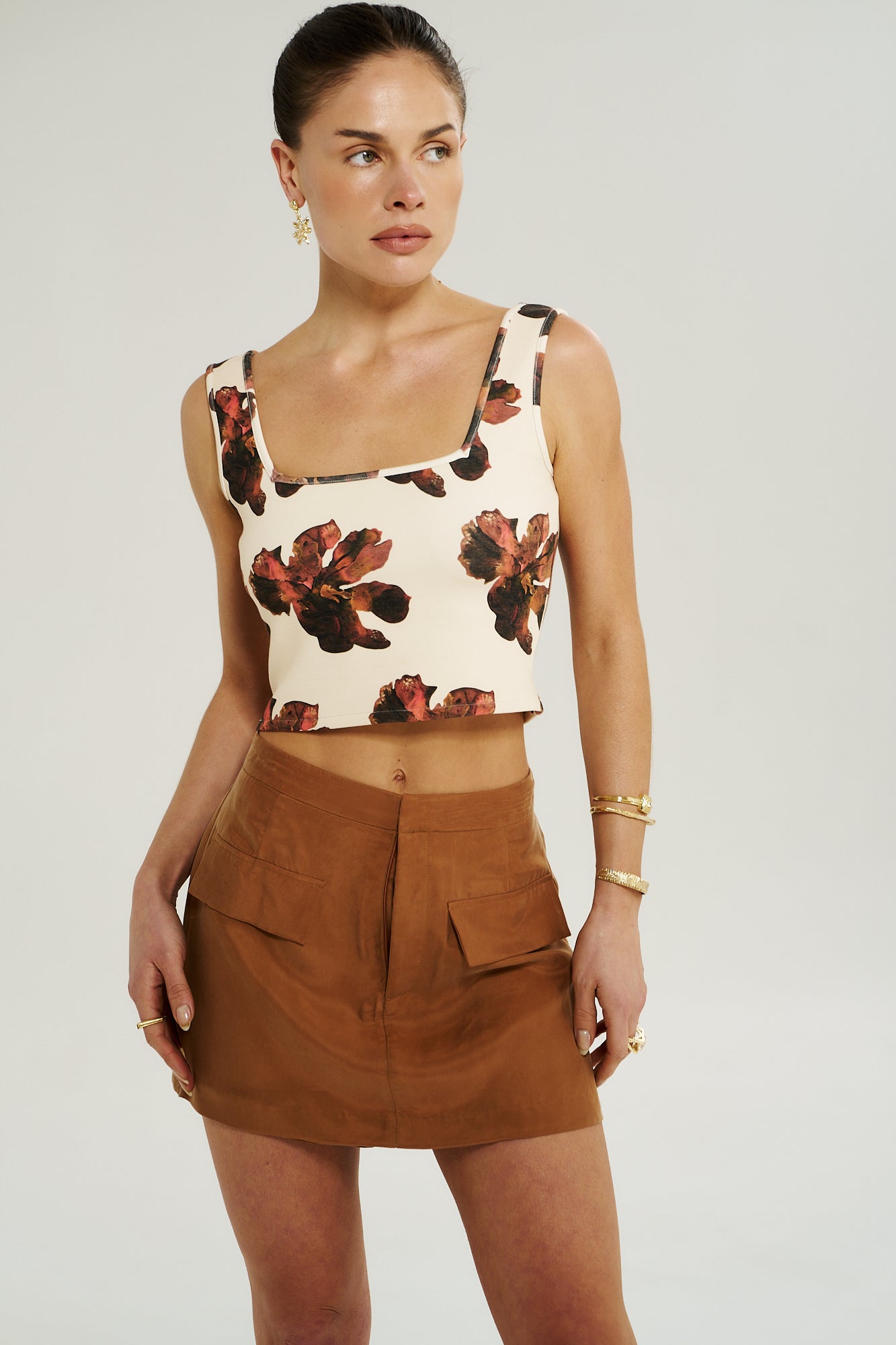 SQUARE NECK SINGLET - BUTTER FLEUR