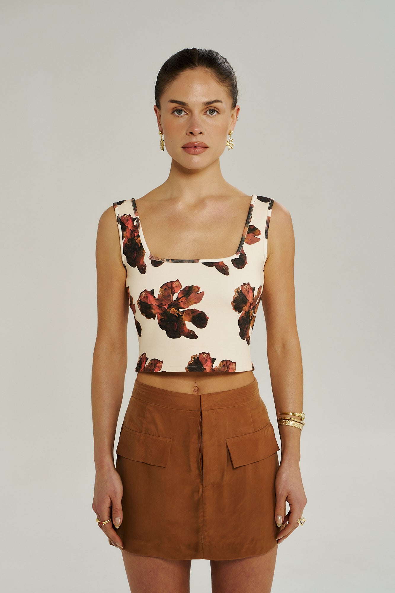 SQUARE NECK SINGLET - BUTTER FLEUR