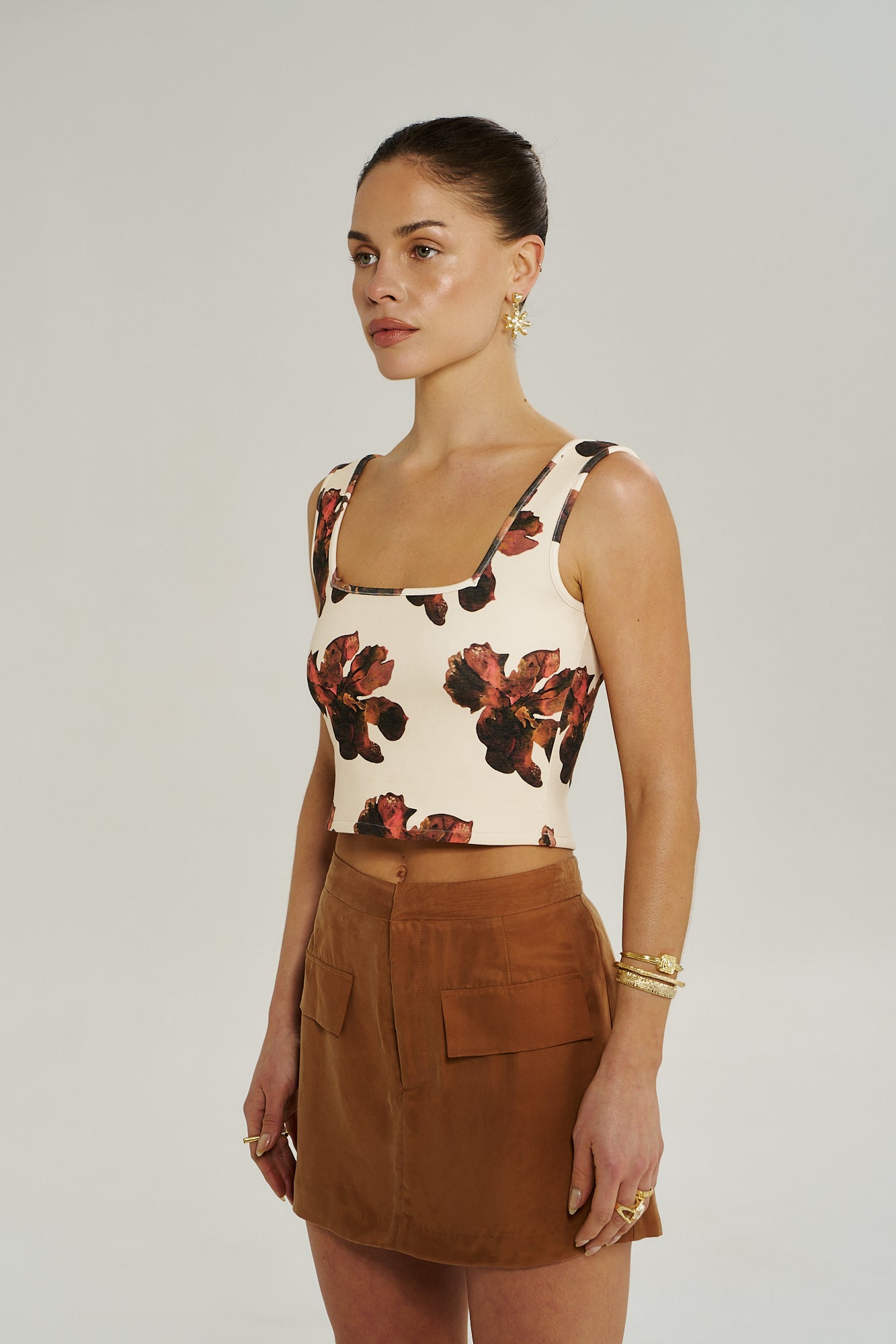 SQUARE NECK SINGLET - BUTTER FLEUR