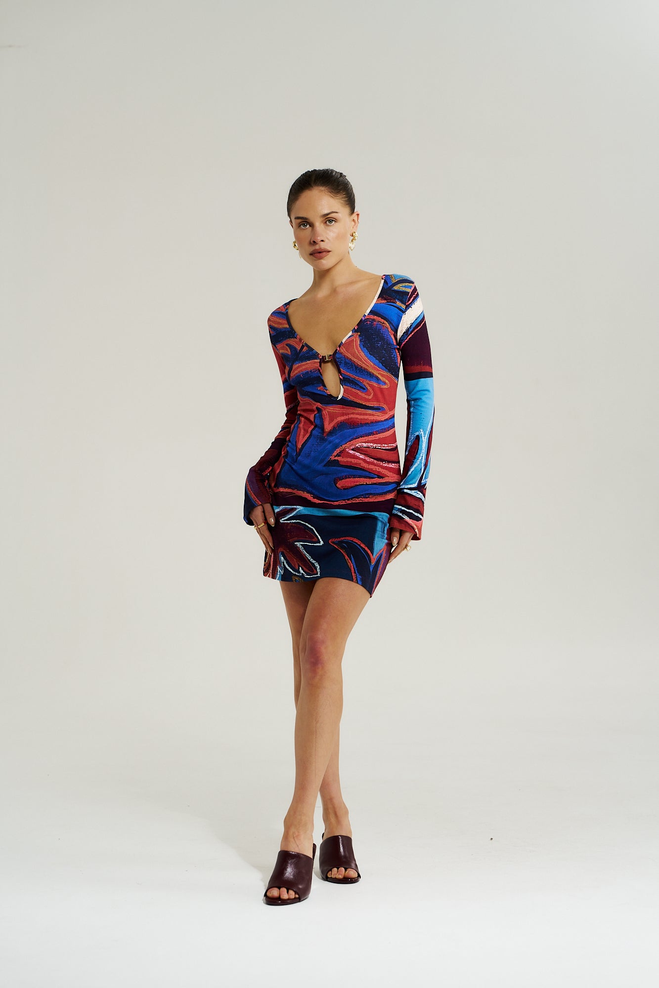 AMIE LS MINI DRESS - BORDEAUX