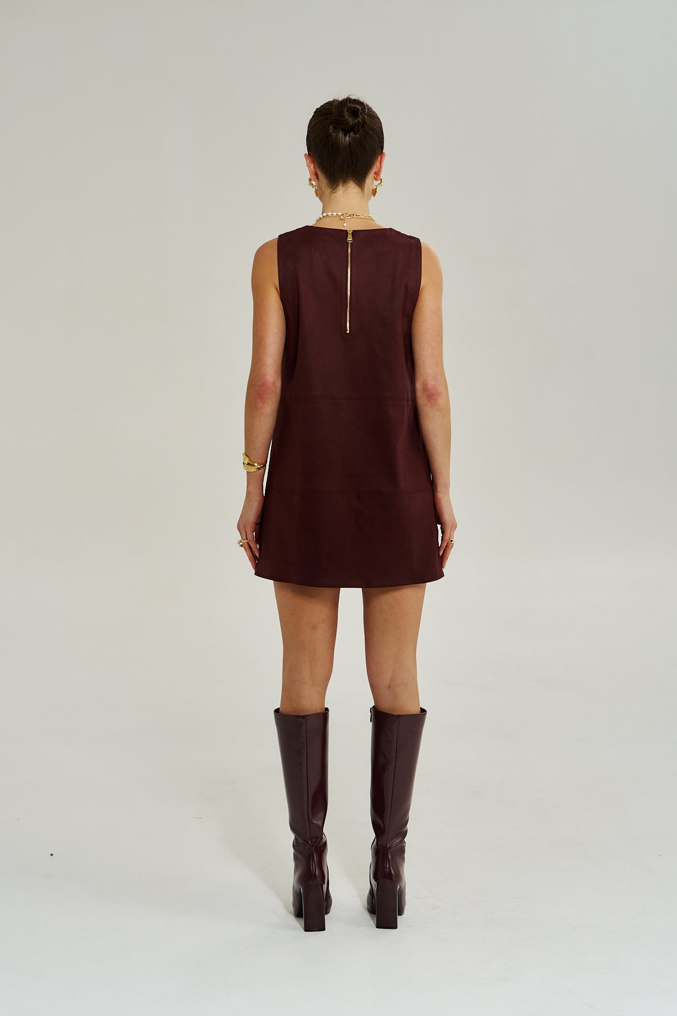 V NECK MINI DRESS - SYRAH